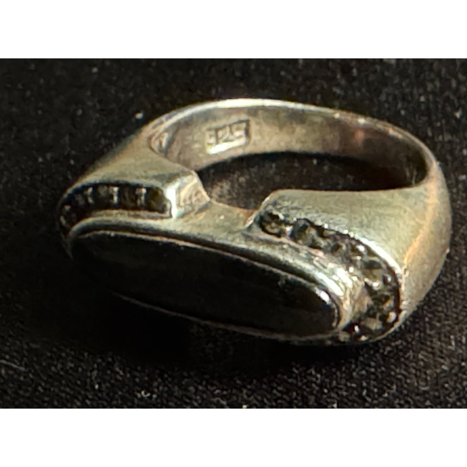 Other 925 Sterling Silver Onyx & Marcasites Ring Size 5 Size ONE SIZE - 1 Thumbnail