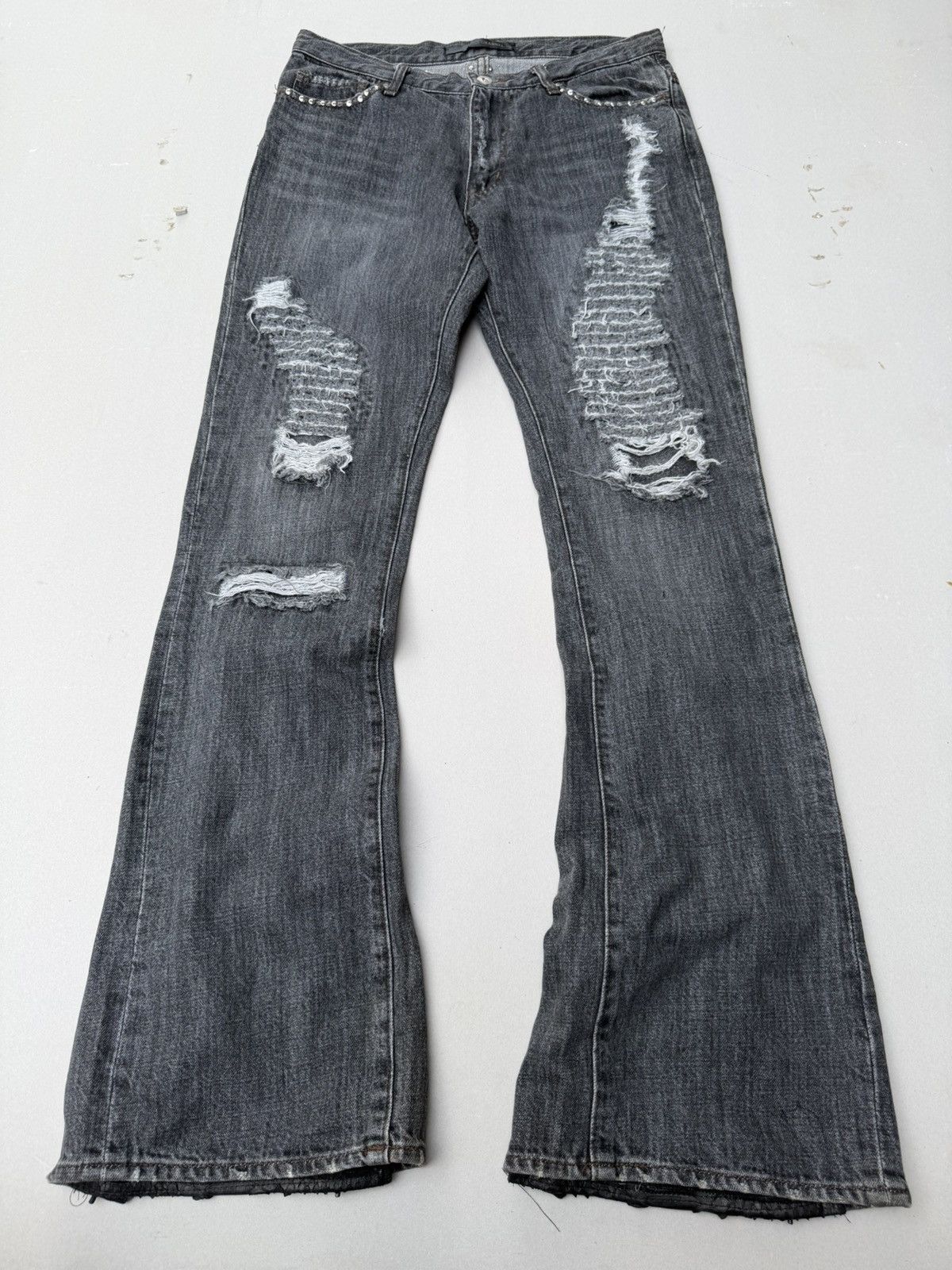 Japanese Brand Lace up flare jeans Size US 31 - 1 Thumbnail