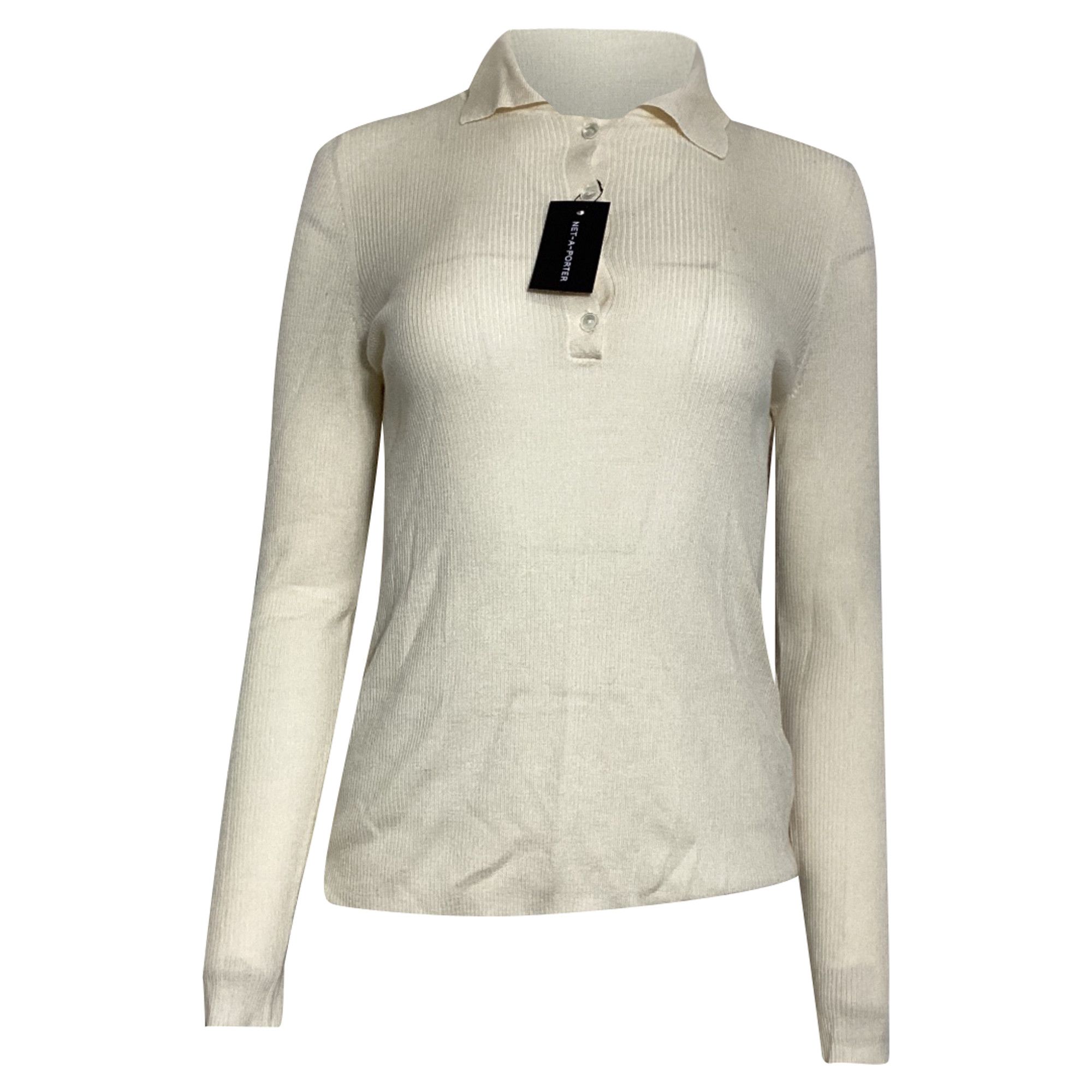 Nili Lotan Nili Lotan Collared Sweater in Cream Wool Size S / US 4 / IT 40 - 1 Thumbnail