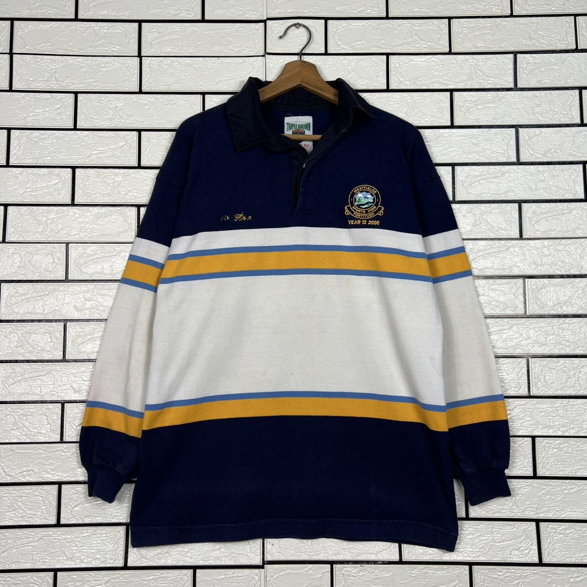 Vintage Y2k TRIPLE CROWN SUPERMAN No. 00 Polo Rugby Shirt #4027-C183 Size US XL / EU 56 / 4 - 3 Thumbnail