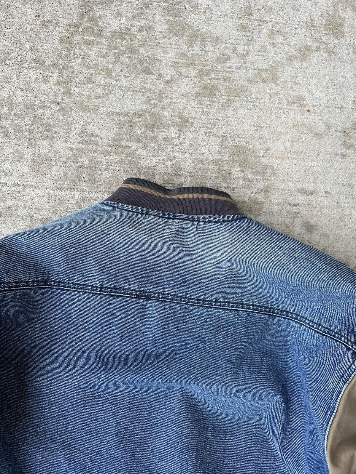 Vintage Distressed Denim Bomber Varsity Jacket Size US XL / EU 56 / 4 - 16 Thumbnail
