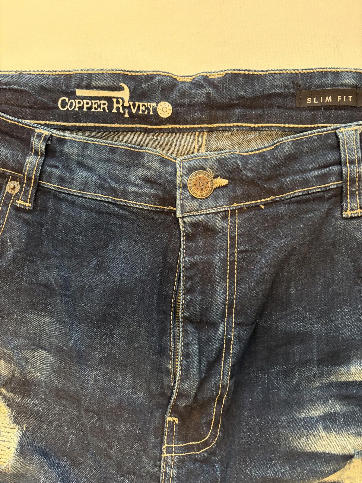 Other Copper Rivet Men's Slim Fit Distressed Jeans (Size 40x32) Size US 40 / EU 56 - 2 Thumbnail