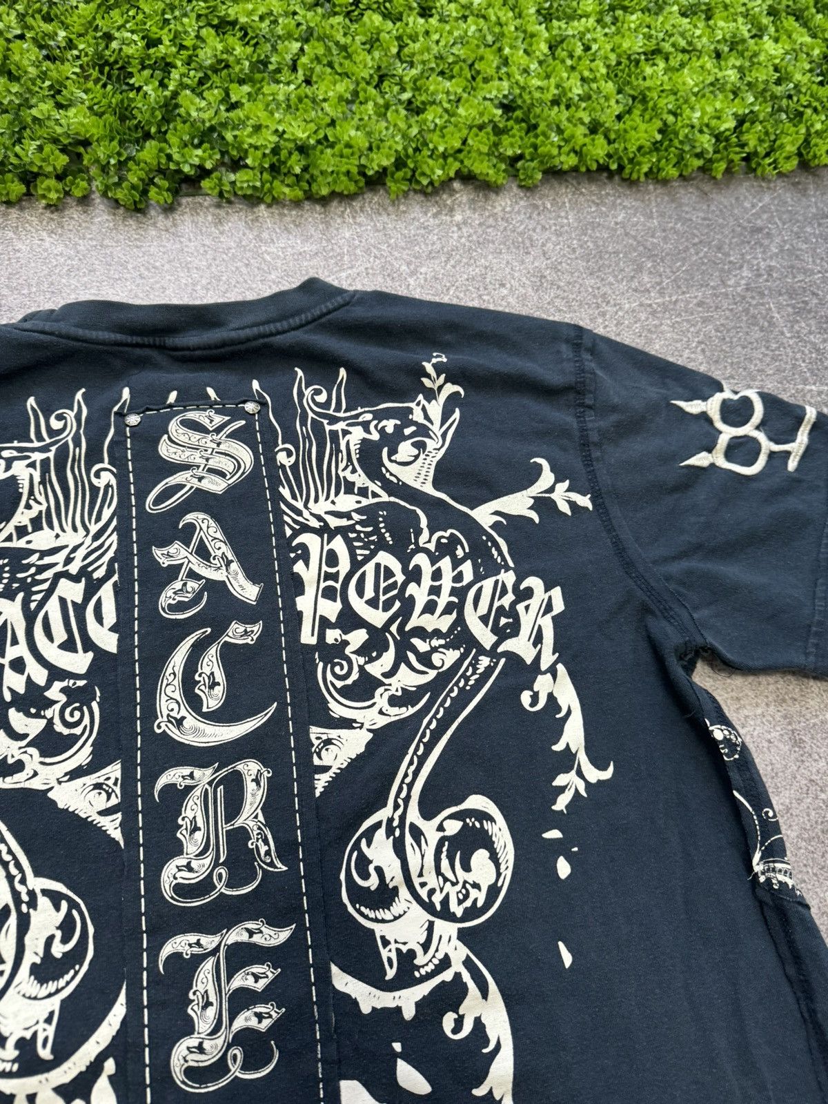 Affliction × Helix × Vintage Vintage Y2K Raw Blue Goth MMA Zipper Graphic T-Shirt Size US M / EU 48-50 / 2 - 14 Thumbnail