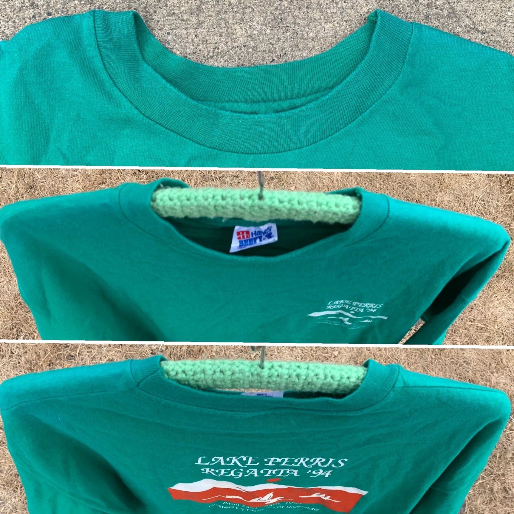 Vintage VINTAGE Hanes Beefy-T T-Shirt Lake Perris Regatta ‘94 XL Green 90s California Riverside Fleet 30 Mens Shirt Size US XL / EU 56 / 4 - 5 Thumbnail