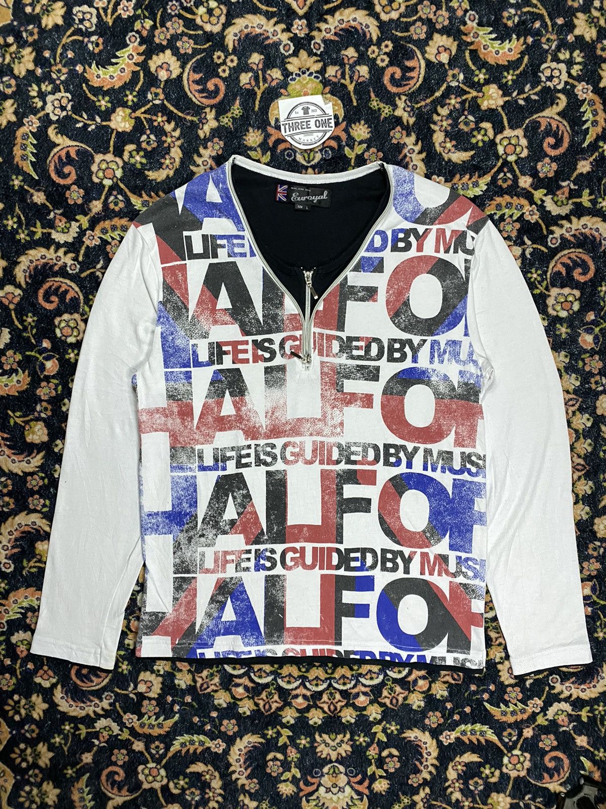 If Six Was Nine × Japanese Brand × Le Grande Bleu (L.G.B.) Euroyal Life Is Guided By Music double colar zip longsleeve Size US L / EU 52-54 / 3 - 1 Thumbnail
