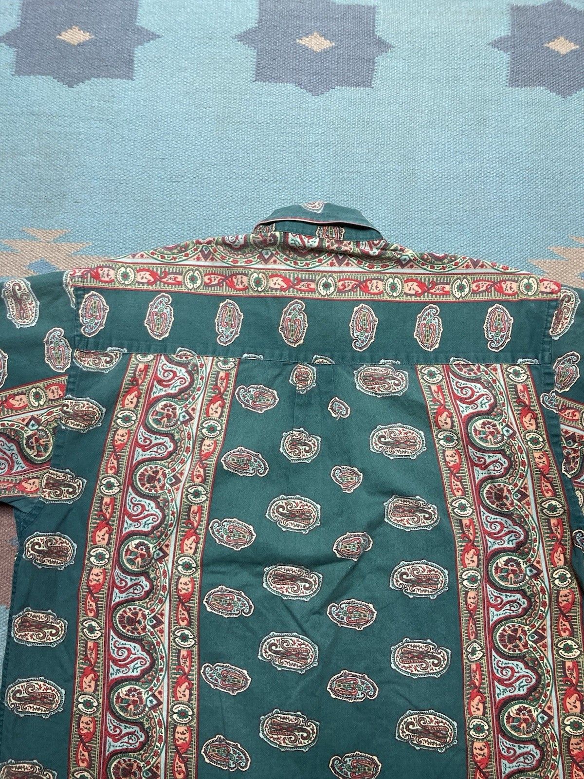 Vintage Vtg button shirt all over print paisley stripe cotton medium Size US M / EU 48-50 / 2 - 6 Thumbnail