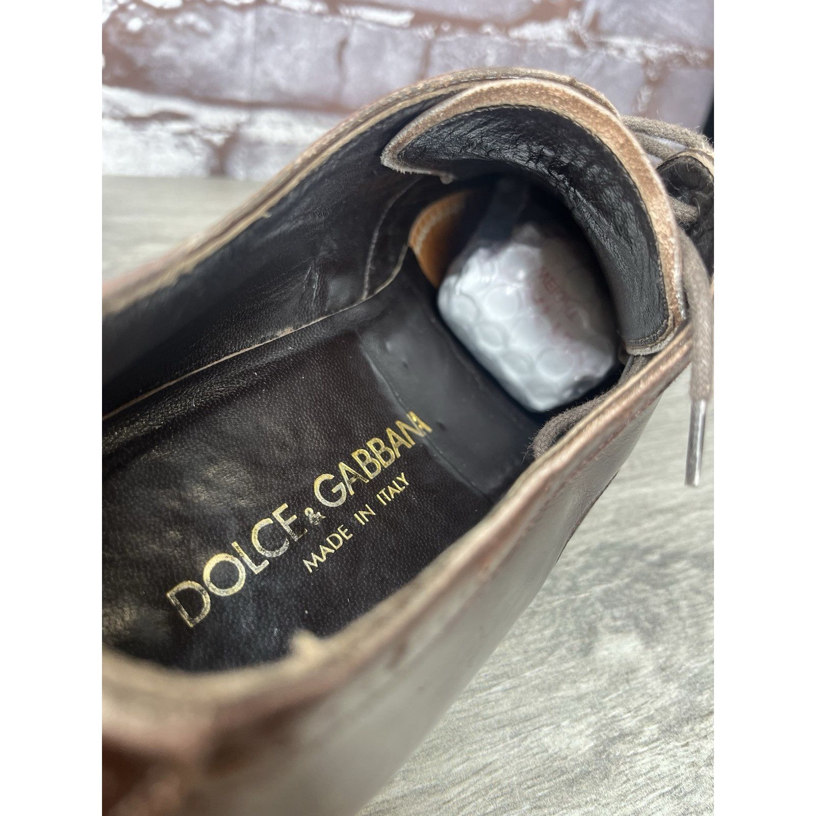 Dolce & Gabbana Dolce & Gabbana Brown Leather Oxfords Lace Up Wingtip Shoes Size US 7.5 / EU 40-41 - 10 Thumbnail