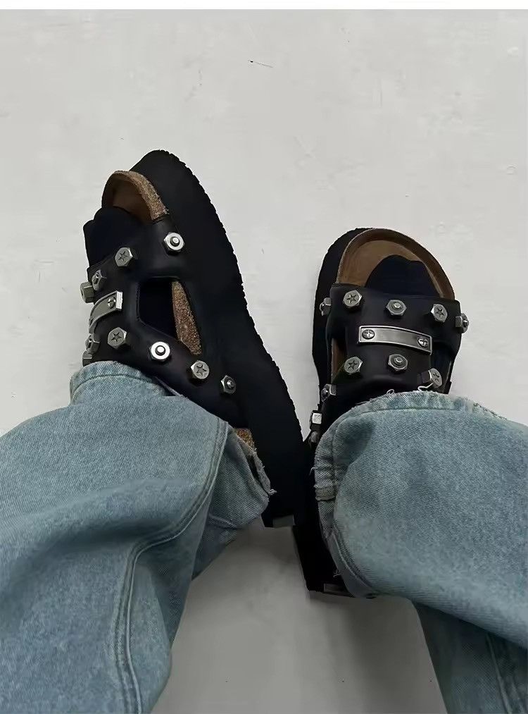 Other Gothic Punk PU Leather Outdoor Metal Slippers Boots Size US 9 / IT 39 - 3 Thumbnail