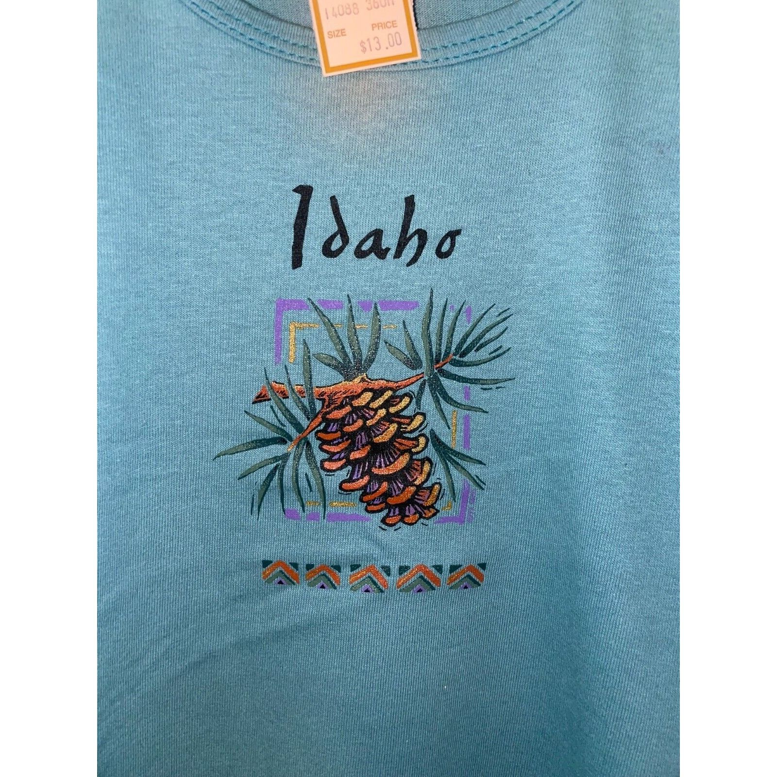 Vintage Womens Vintage Idaho Shirt Pinecone Fall Tree Teal Tee 90s M Size M / US 6-8 / IT 42-44 - 2 Thumbnail