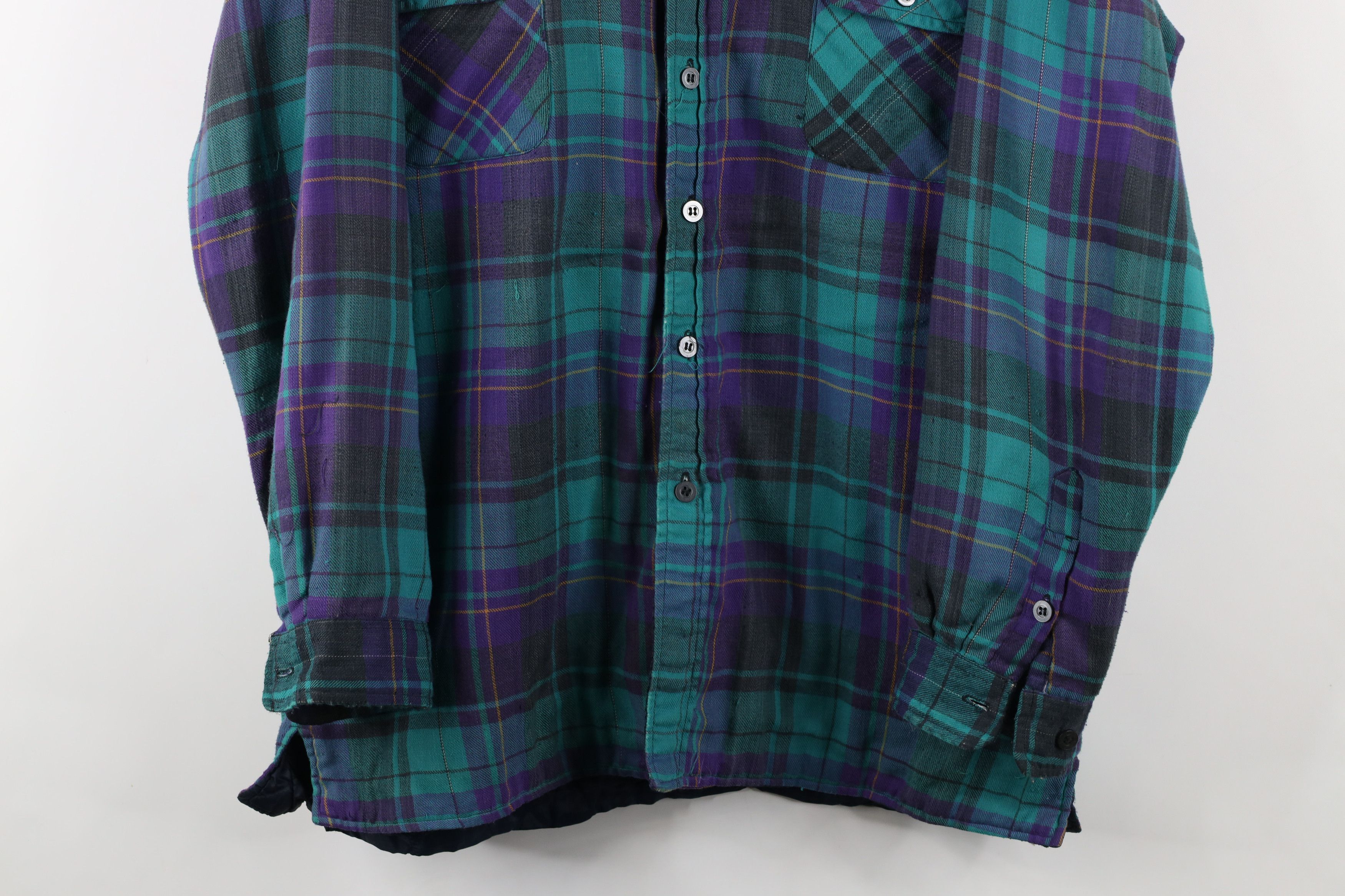 Vintage Vintage 90s Streetwear Quilted Flannel Button Shirt Jacket Size US L / EU 52-54 / 3 - 3 Thumbnail