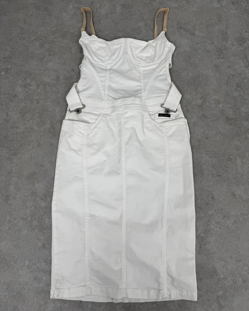 Dolce & Gabbana 2000s Dolce & Gabbana White Cargo Bondage Dress Size S / US 4 / IT 40 - 4 Thumbnail