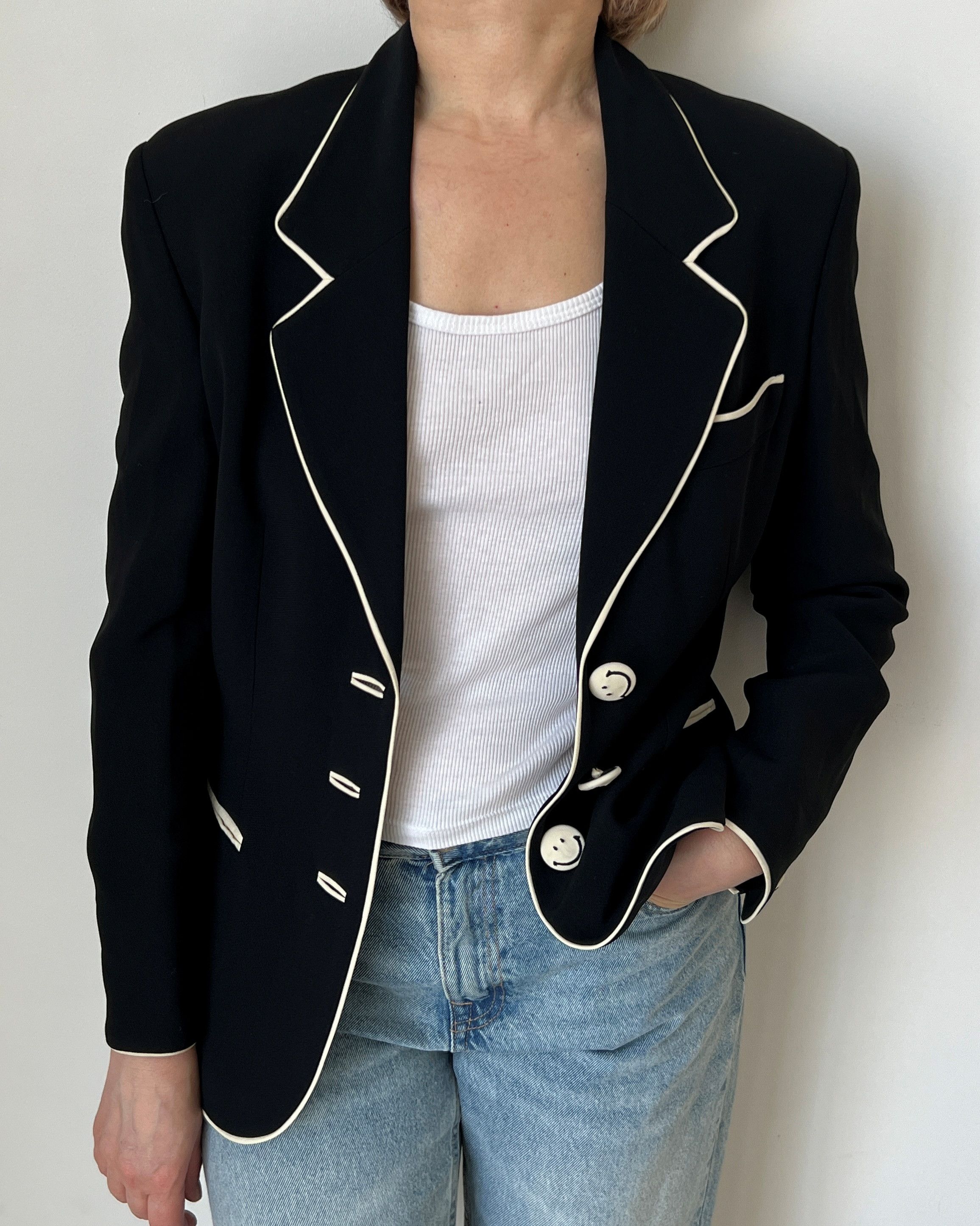 Moschino MOSCHINO COUTURE! VINTAGE Y2K SMILEY BLAZER JACKET Size L / US 10 / IT 46 - 4 Thumbnail