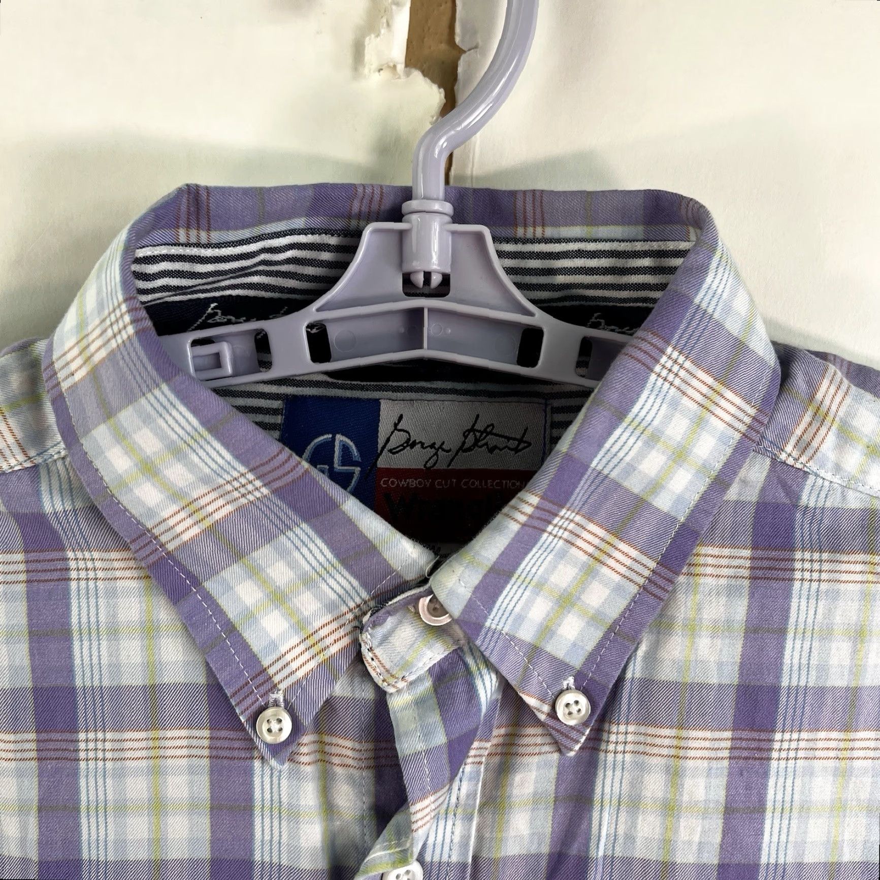 Wrangler VINTAGE Wrangler George Strait Cowboy Cut Button-Up Plaid Shirt Adult Large Purple Casual Workwear Mens Size US L / EU 52-54 / 3 - 4 Thumbnail