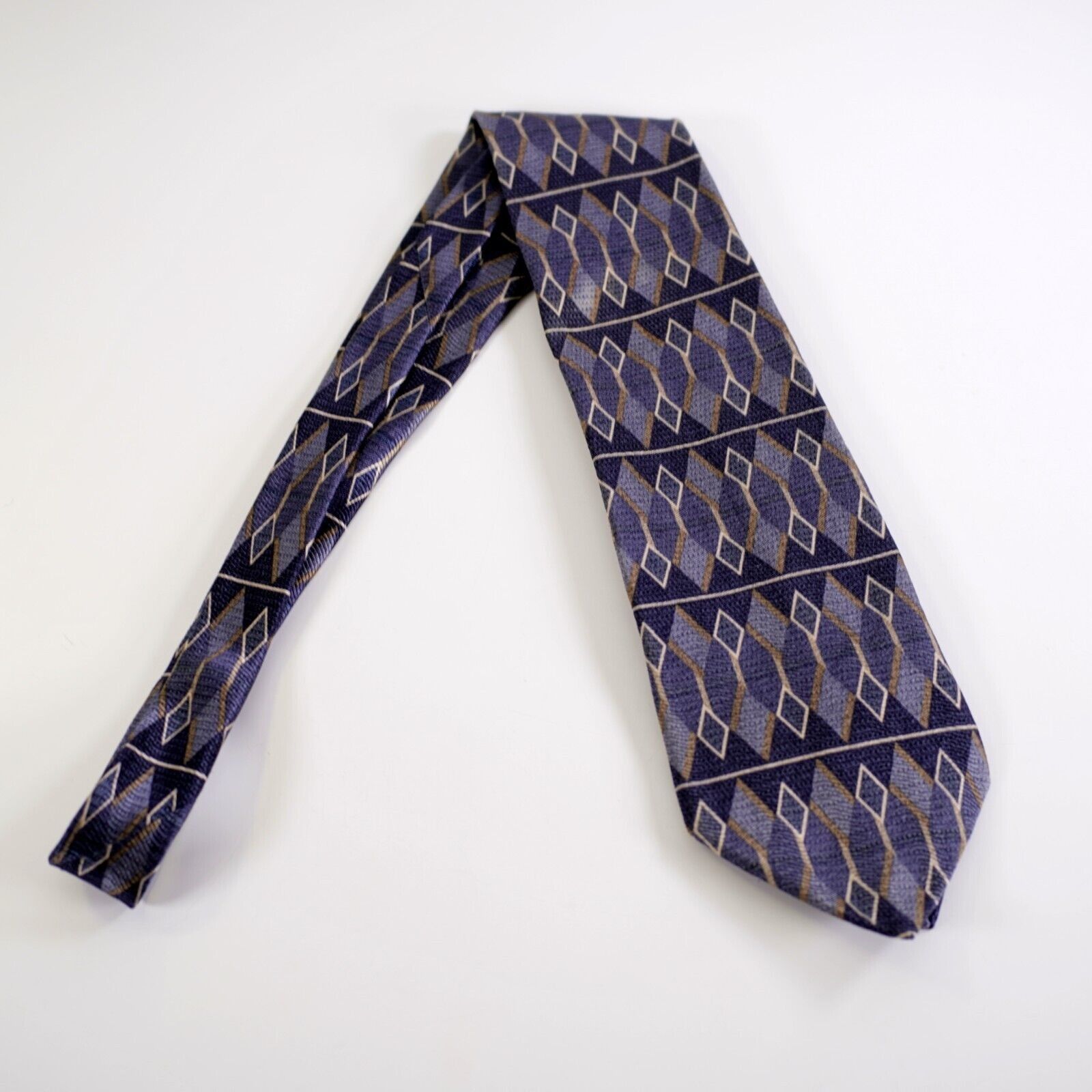 Haggar Haggar Clothing Co. Purple Tan Knit Woven Geometric Wide Sil Size ONE SIZE - 6 Thumbnail