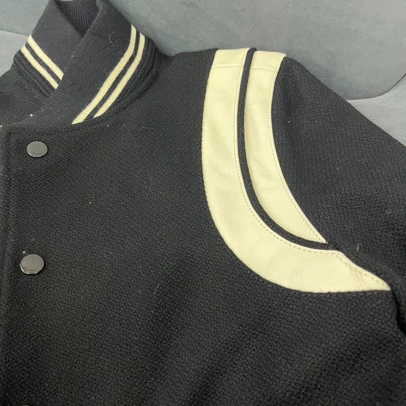 Black and White Patchwork Baseball Jacket-2506