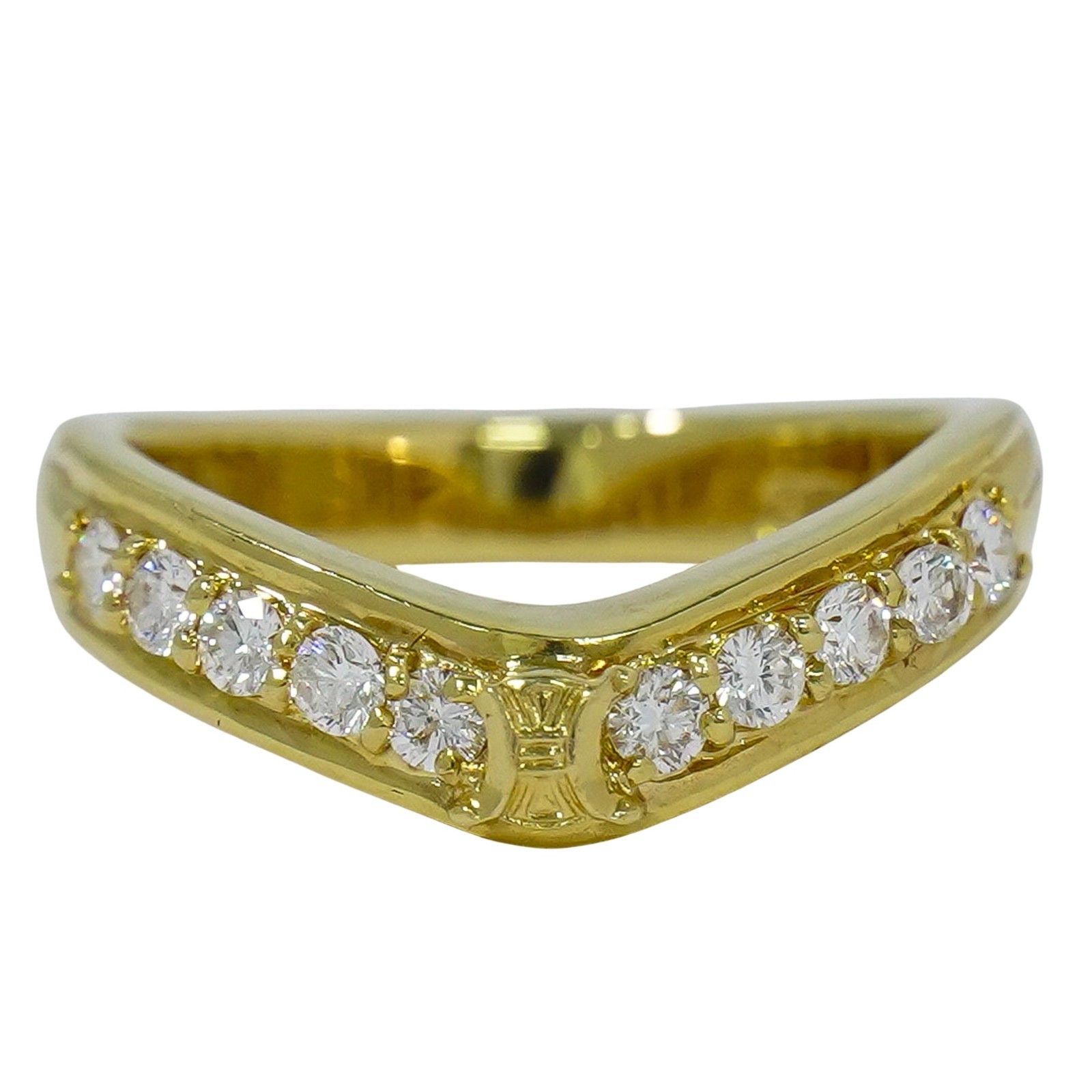 Celine Celine Macadam Logo Ring Yellow Gold with Diamonds Size ONE SIZE - 1 Thumbnail