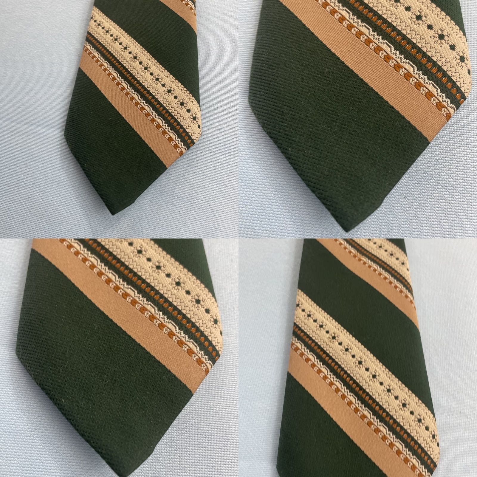 Vintage VINTAGE Tattersall Repp Tie Woven Textured Green Brown Western Necktie 3x57 Men Tie 57"-60" Size ONE SIZE - 8 Thumbnail