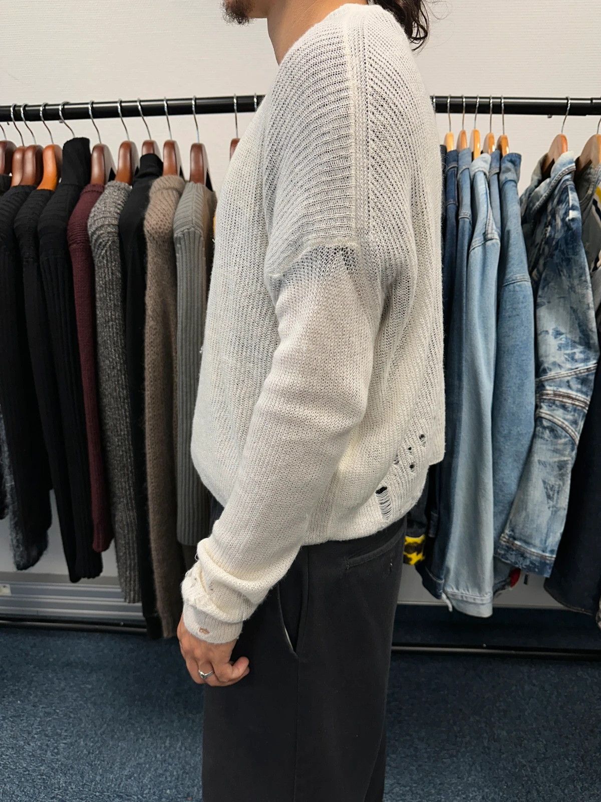 Acne Studios Acne Studio SS2017 Destroy Holes Knit Beige & White Sweater Size US S / EU 44-46 / 1 - 3 Thumbnail