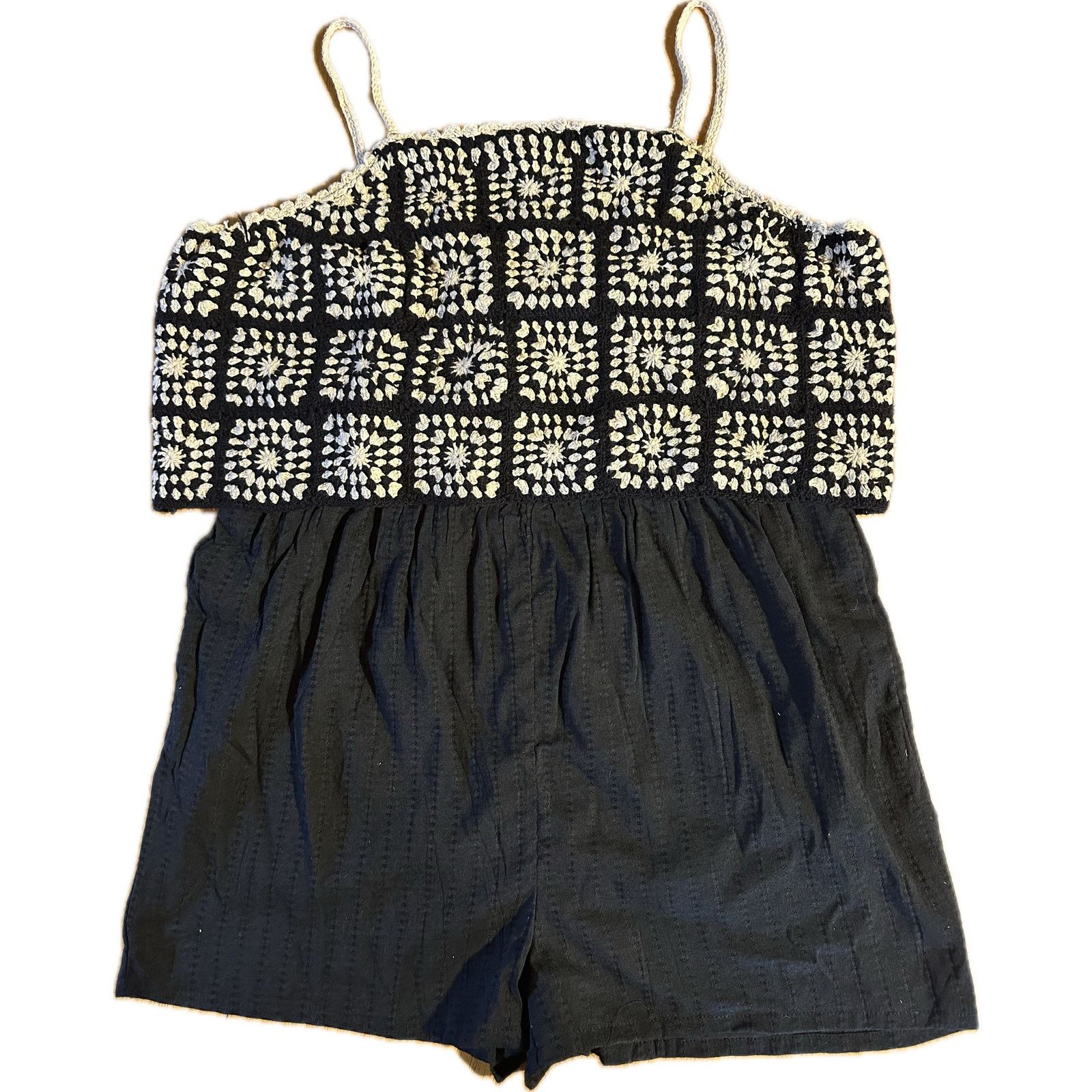 Lucky Brand Lucky Brand Women's XL Black Crochet Bodice Romper Summer Size 38" / US 16 / IT 52 - 1 Thumbnail