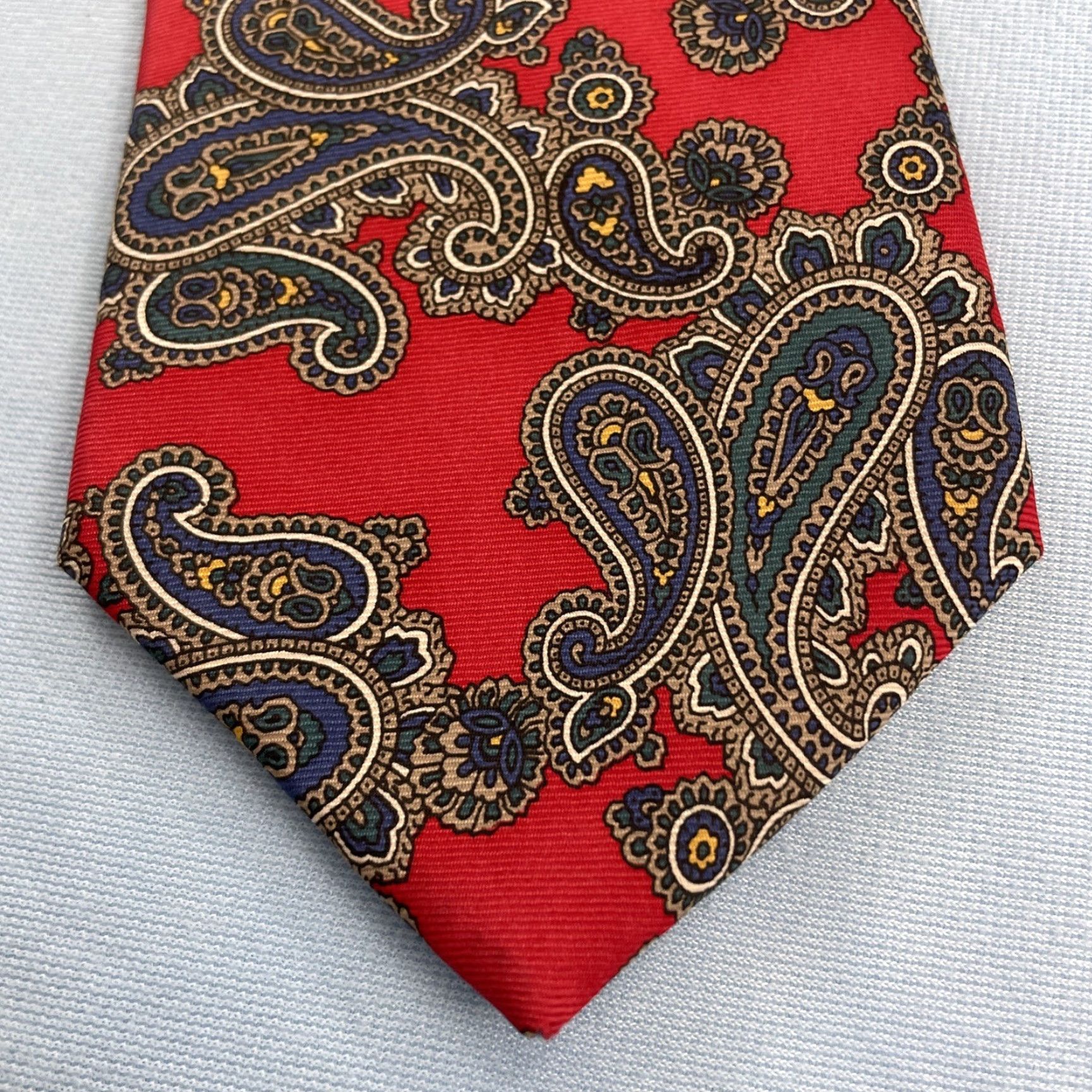 Vintage Hathaway Tie Men vtg 80s Silk Italy Western Double Paisley Red NeckTie 3.5x57 Size ONE SIZE - 7 Thumbnail