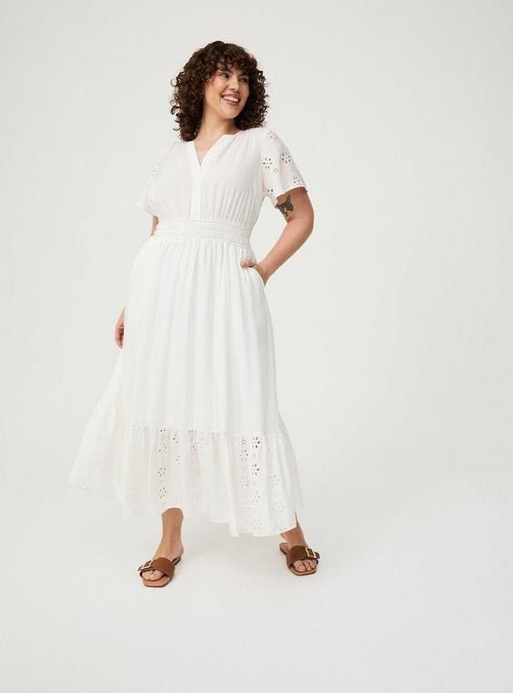 Torrid Torrid Sz 1 White Maxi Challis Pockets Dress Pre-Owned Size XXL / US 16-18 / IT 52-54 - 1 Thumbnail
