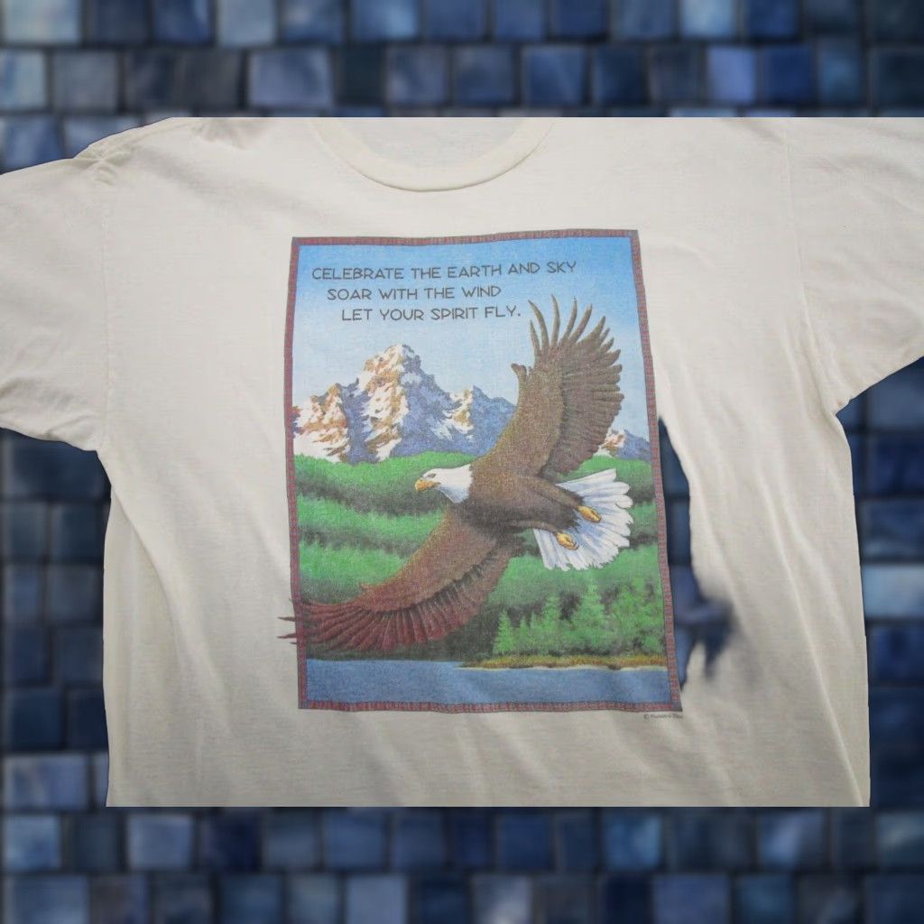 Cotton On Vintage 90's Earth Nature Bald Eagle Single Stitch T-Shirt Men's SZ XL USA Made Size US XL / EU 56 / 4 - 1 Thumbnail