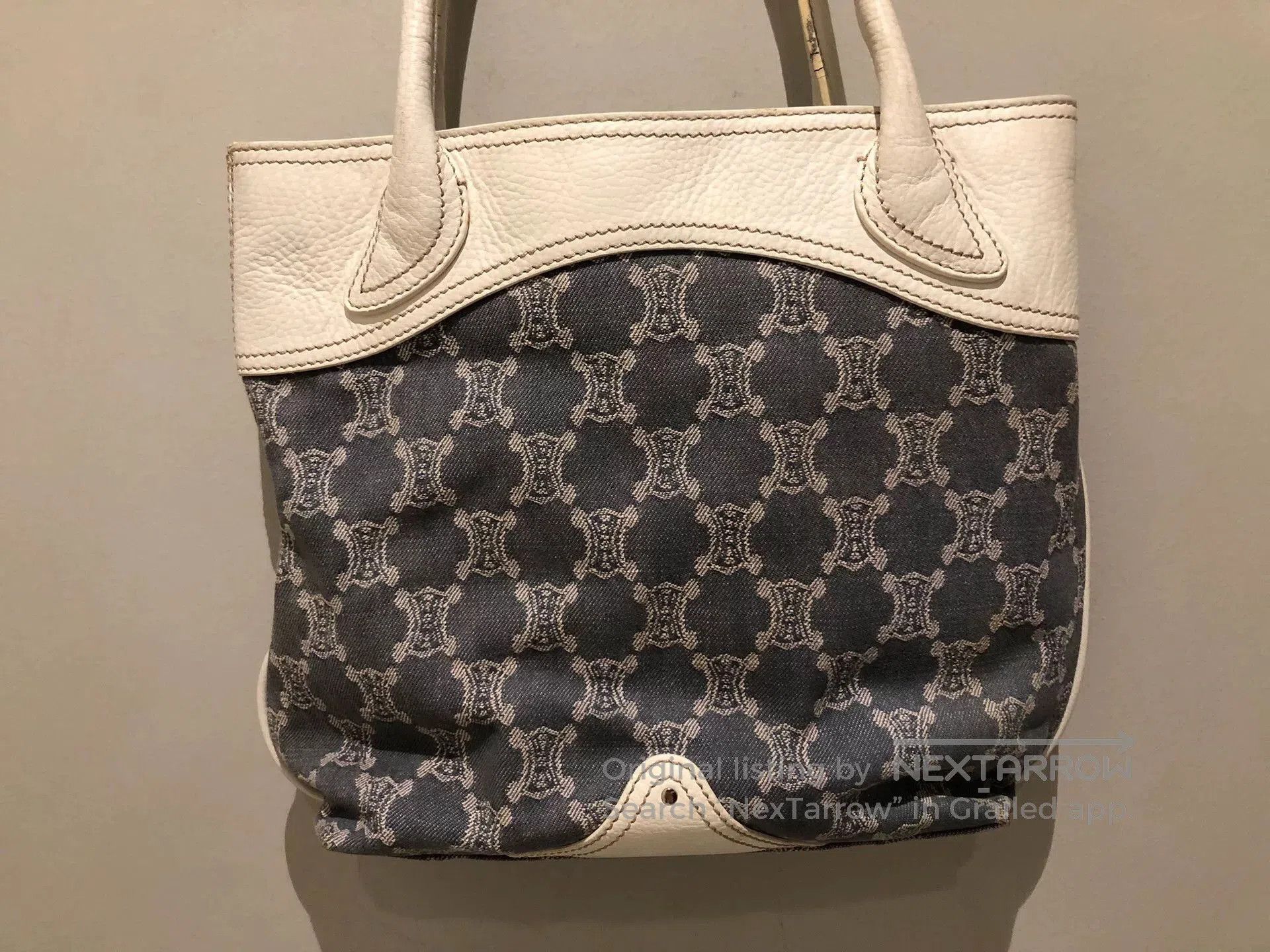 Celine Celine Vintage Denim Baby Blue Triomphe Tote. Size ONE SIZE - 4 Thumbnail
