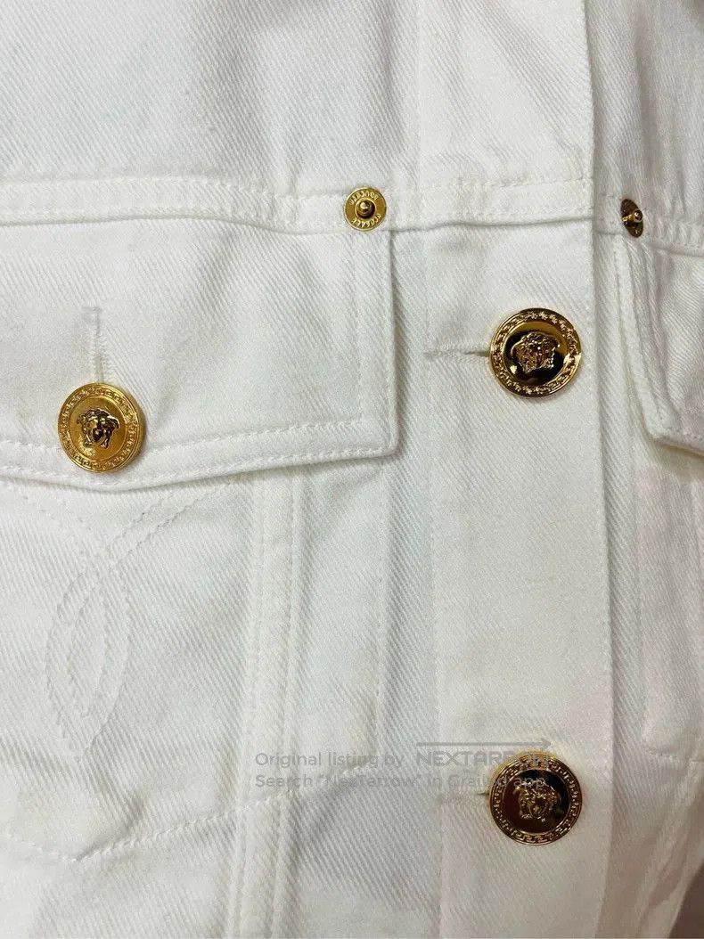 Versace Versace White Gold Button Denim Jacket . Size US M / EU 48-50 / 2 - 5 Thumbnail