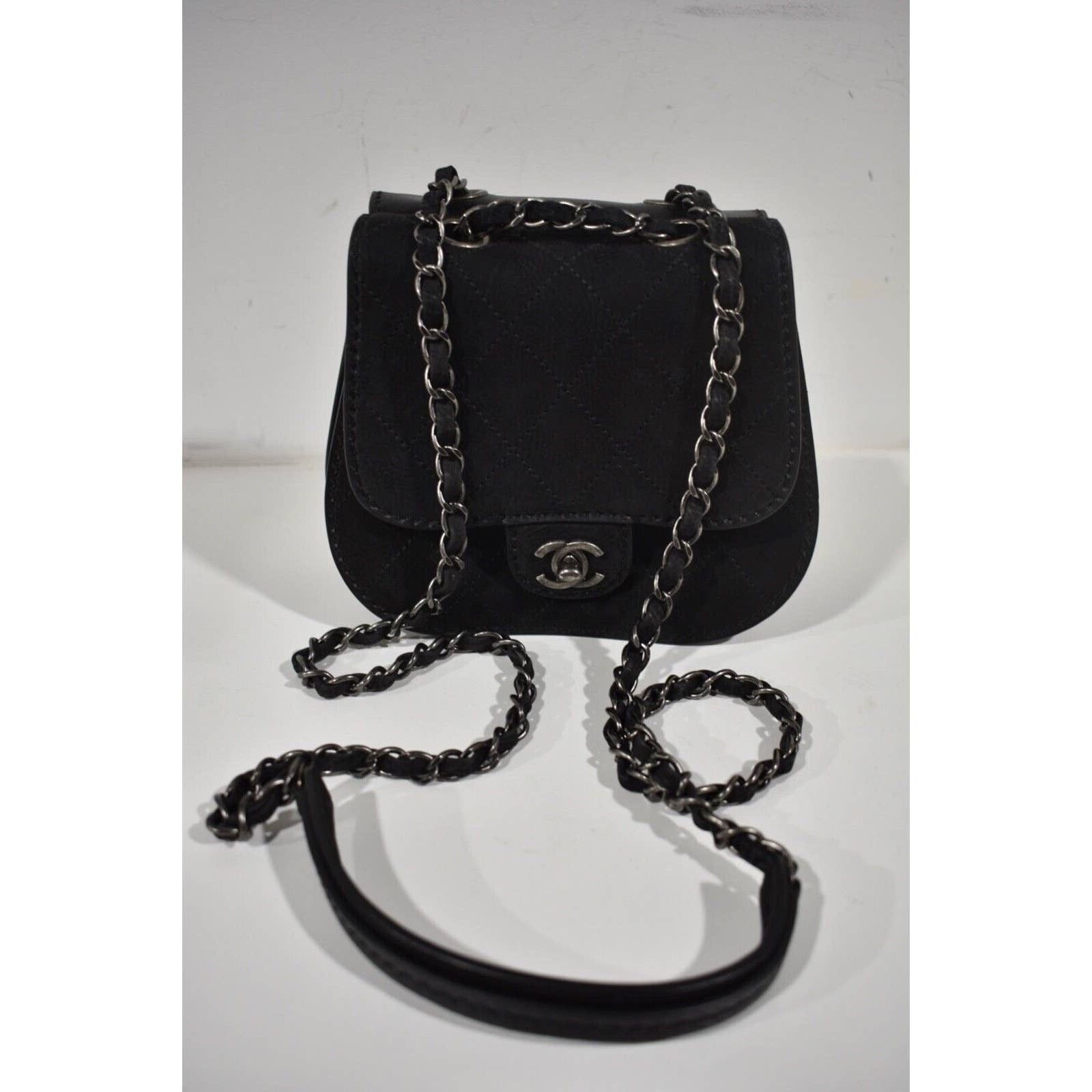 Chanel Chanel 13P Black Nubuck Mini Quilted Chain Crossbody Bag Size ONE SIZE - 2 Thumbnail