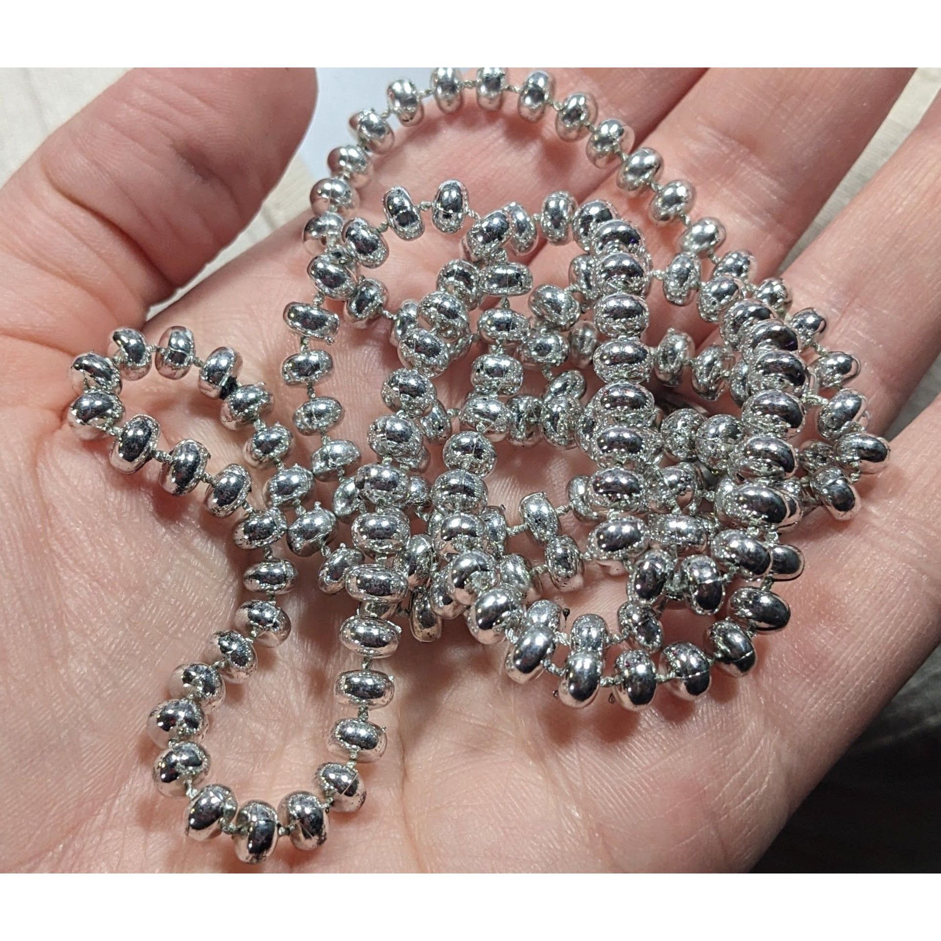 Other Casual Bright Silver Tone Plastic Beaded Necklace Size ONE SIZE - 3 Thumbnail