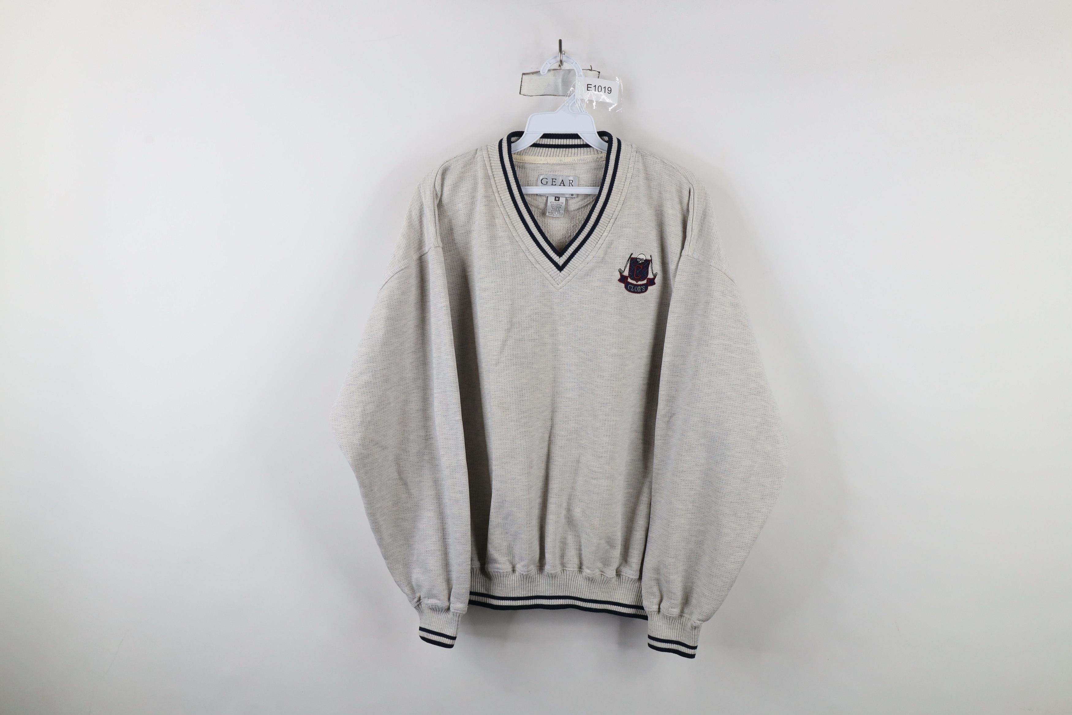 Vintage Vintage 90s Golf Course Thermal Knit V-Neck Sweatshirt Gray Size US M / EU 48-50 / 2 - 1 Thumbnail