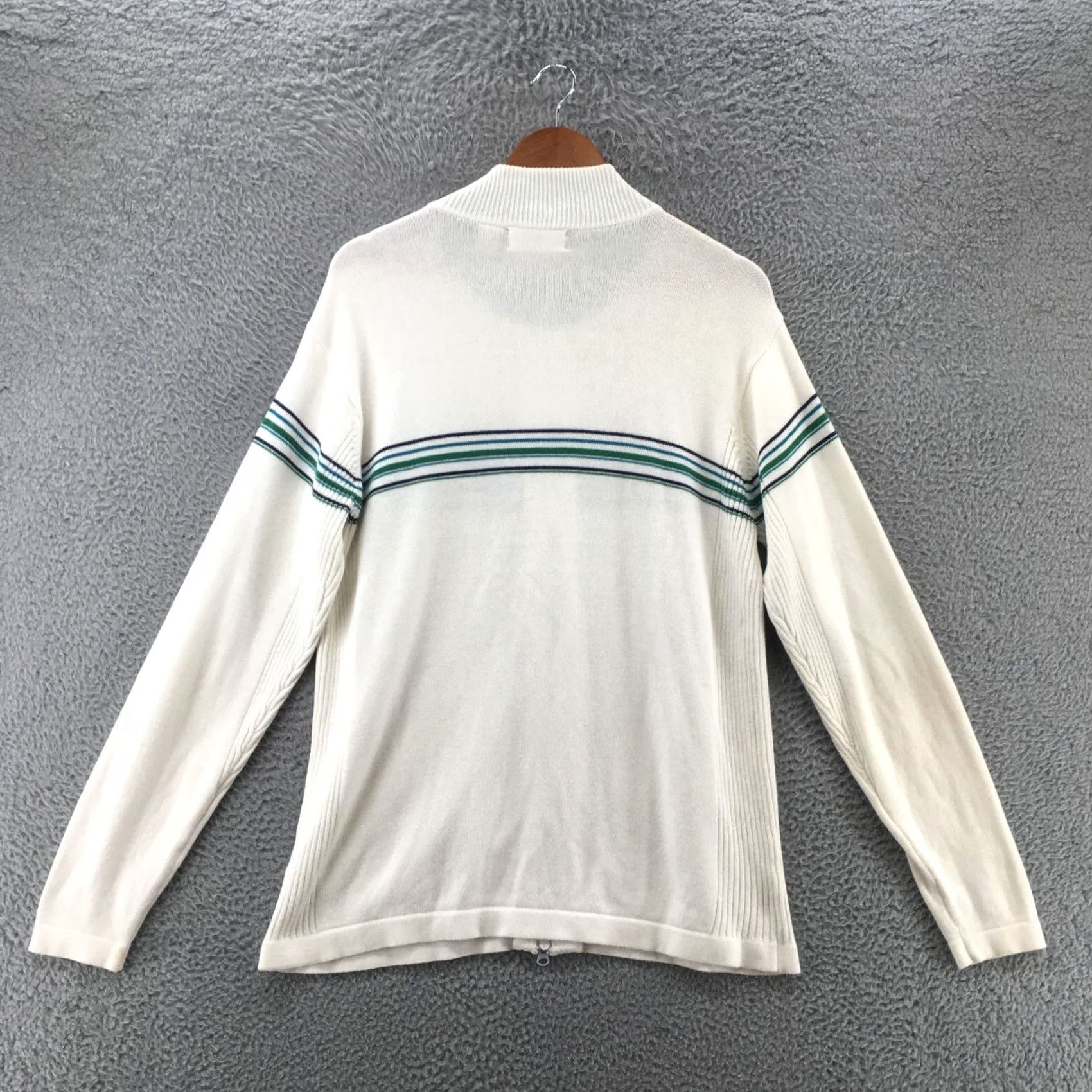 BKE BKE Sweater Mens M White Cotton Blend Knit Full Zip Long Sleeve Mock Neck Shirt Size US M / EU 48-50 / 2 - 7 Thumbnail