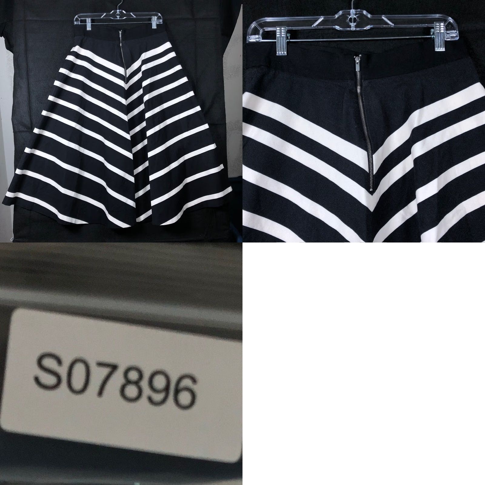 Banana Republic Banana Republic Skirt Black White Pull On Back Zip Stretch 10 Midi Women Regular Size 32" / US 10 / IT 46 - 8 Thumbnail