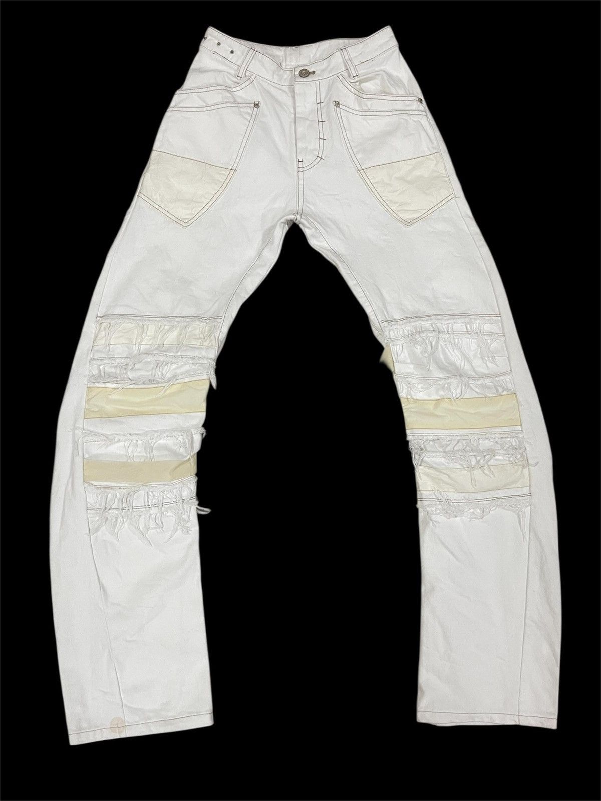 POST ARCHIVE FACTION (PAF) CARNET ARCHIVE - HUMAN-SHELL DESTROYED TROUSERS WHITE Size US 27 - 5 Thumbnail