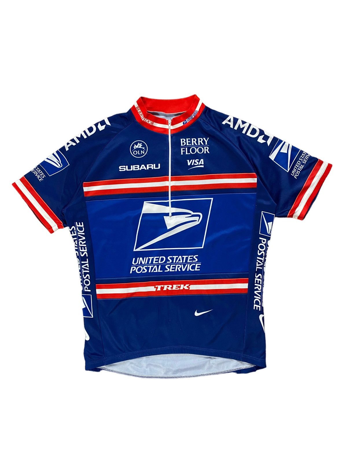 image of Nike 3D Pocket Usps Subaru Trek Cycling Jersey in Blue, Men's (Size Large)