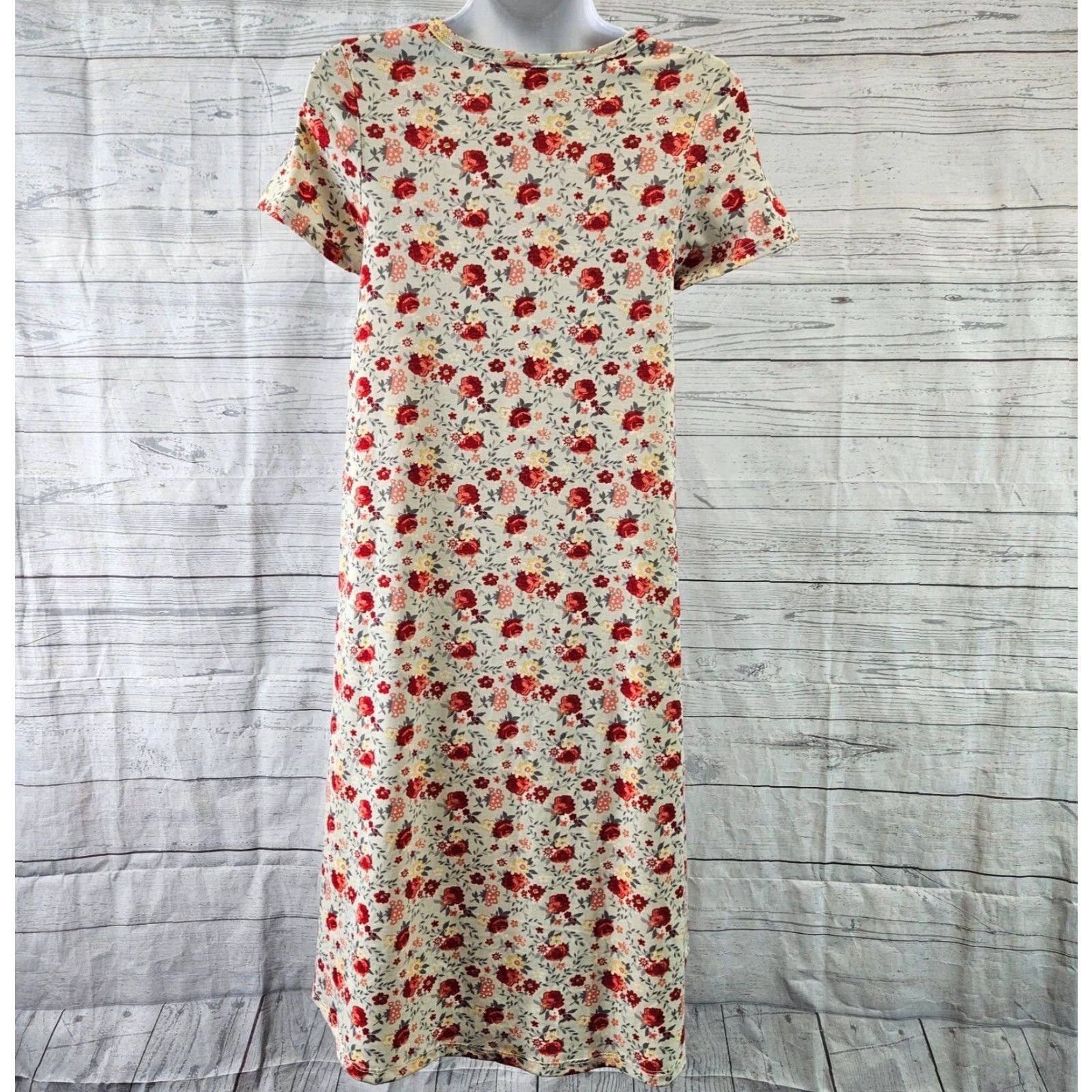 Vintage VINTAGE LuLaRoe Womens Carly Dress 2XS Red Floral Short Sleeve Women Dresses A-Line Knee Length Womens Size 24" / US 00 / IT 34 - 5 Thumbnail