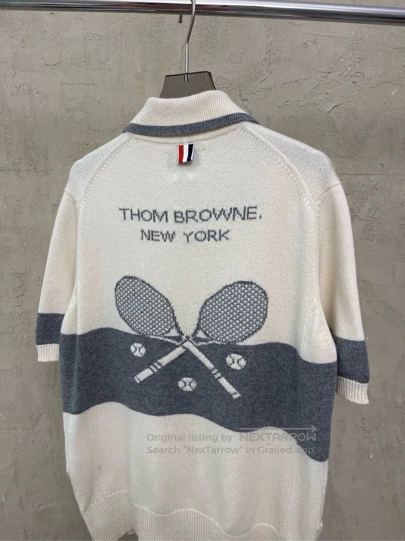 Thom Browne Thom Browne Beige Tennis Polo Sweater. Size US S / EU 44-46 / 1 - 5 Thumbnail