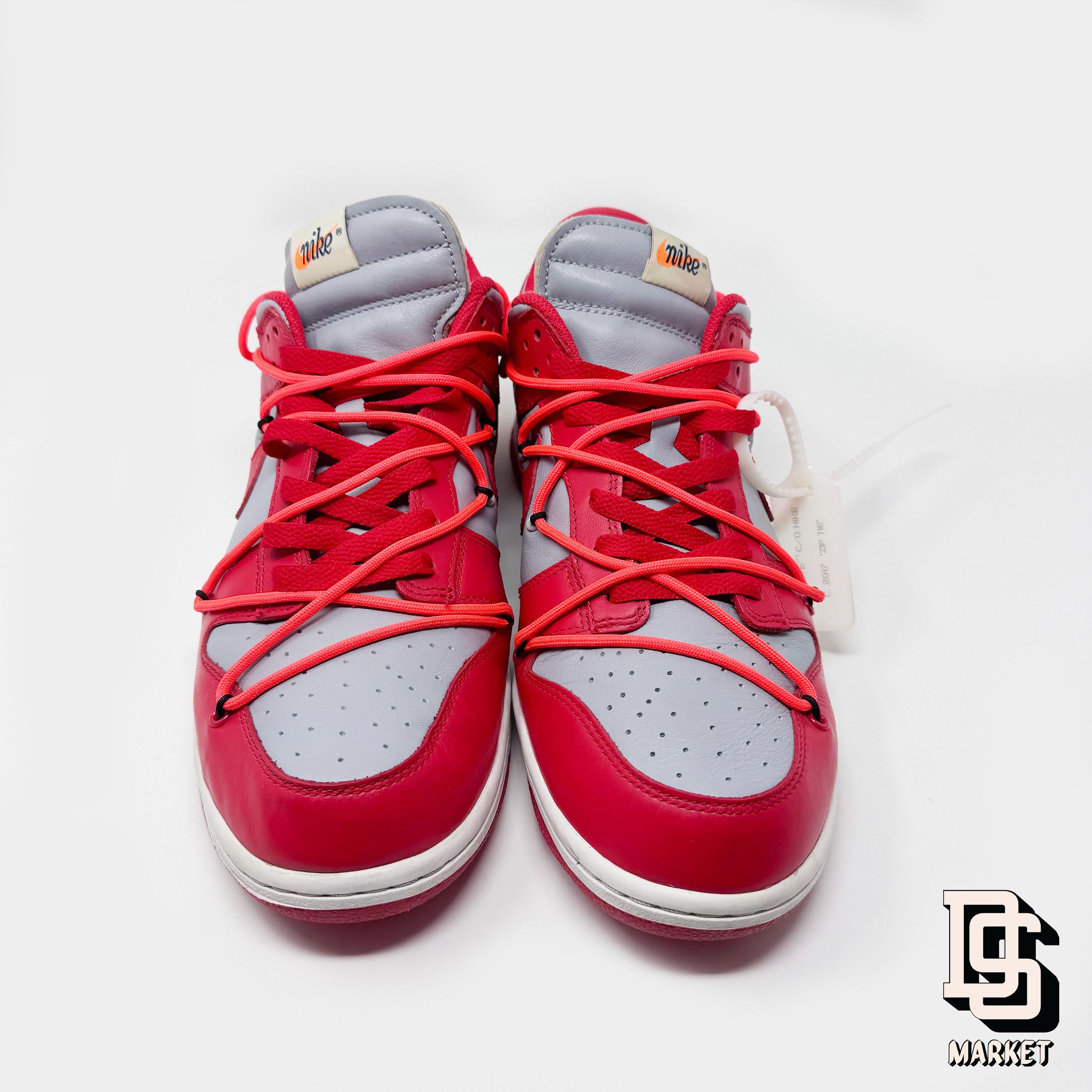 Nike × Off-White × Virgil Abloh NIKE DUNK LOW LTHR/OW OFF-WHITE C/O VIRGIL ABLOH RED GRAY Size US 11.5 / EU 44-45 - 3 Thumbnail