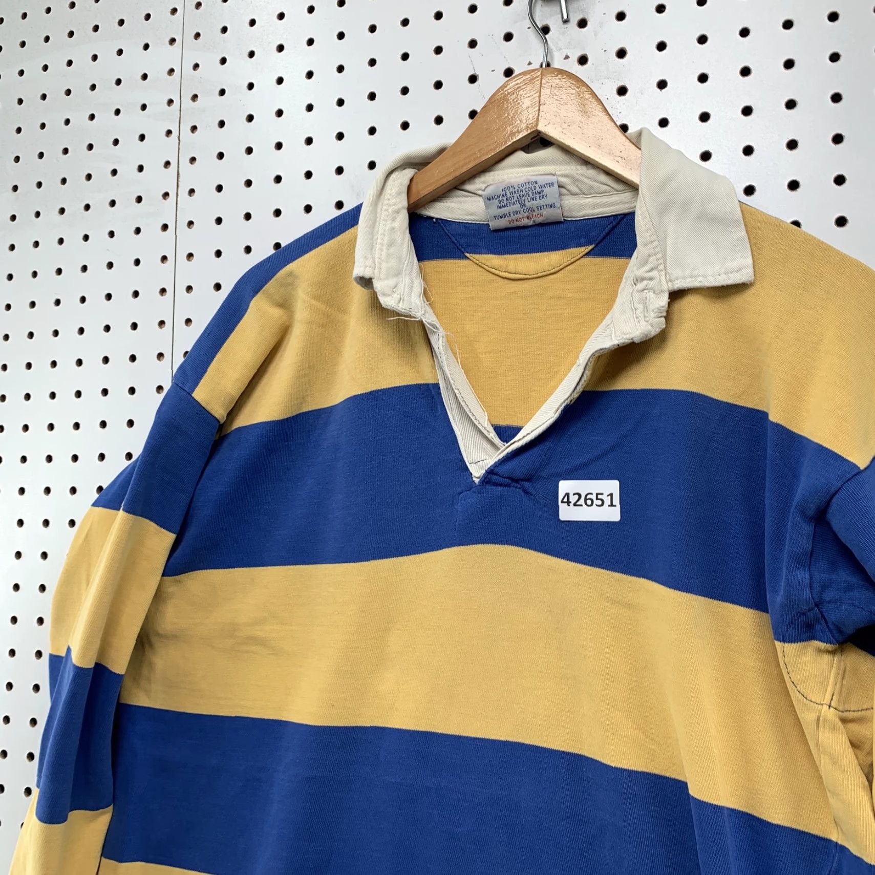 Vintage VINTAGE Rugby Polo Shirt Mens Striped Cotton Blue Yellow Size US XXL / EU 58 / 5 - 7 Thumbnail