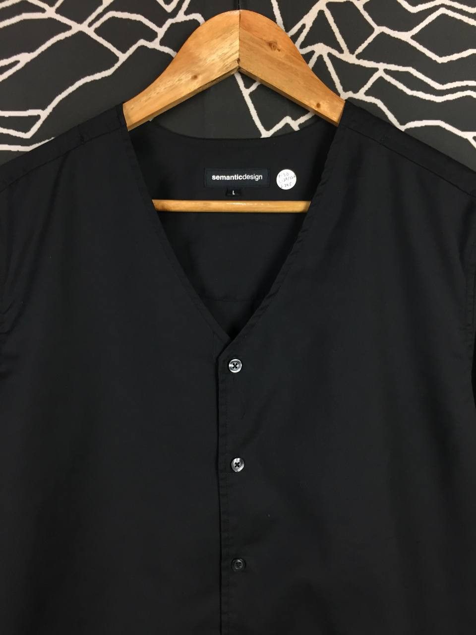 semanticdesign Semanticdesign Avant-Garde Black Collarless Button Shirt Size US L / EU 52-54 / 3 - 3 Thumbnail