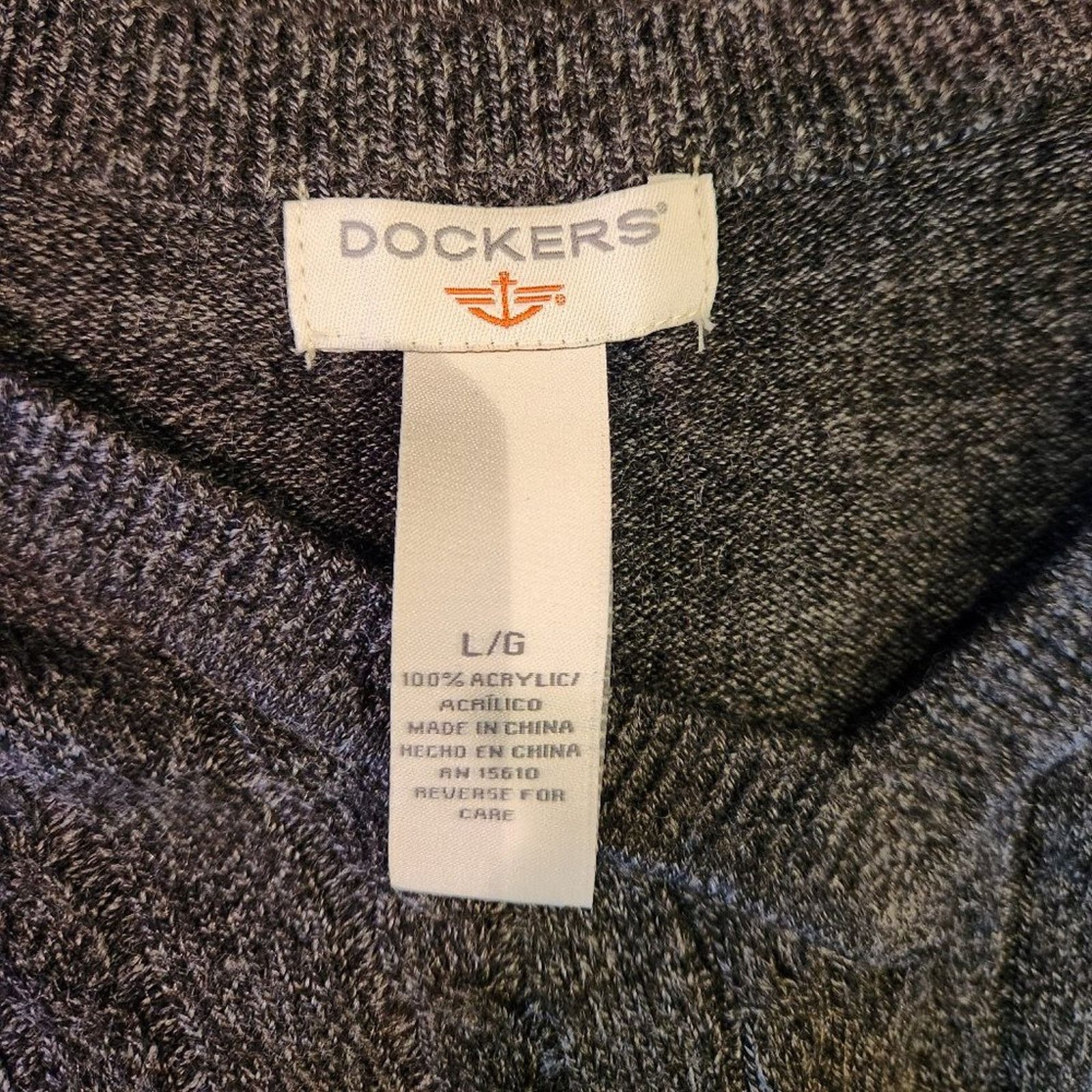 Dockers Marled Grey V-Neck Cable Knit Sweater Vest from Dockers Size US L / EU 52-54 / 3 - 3 Thumbnail