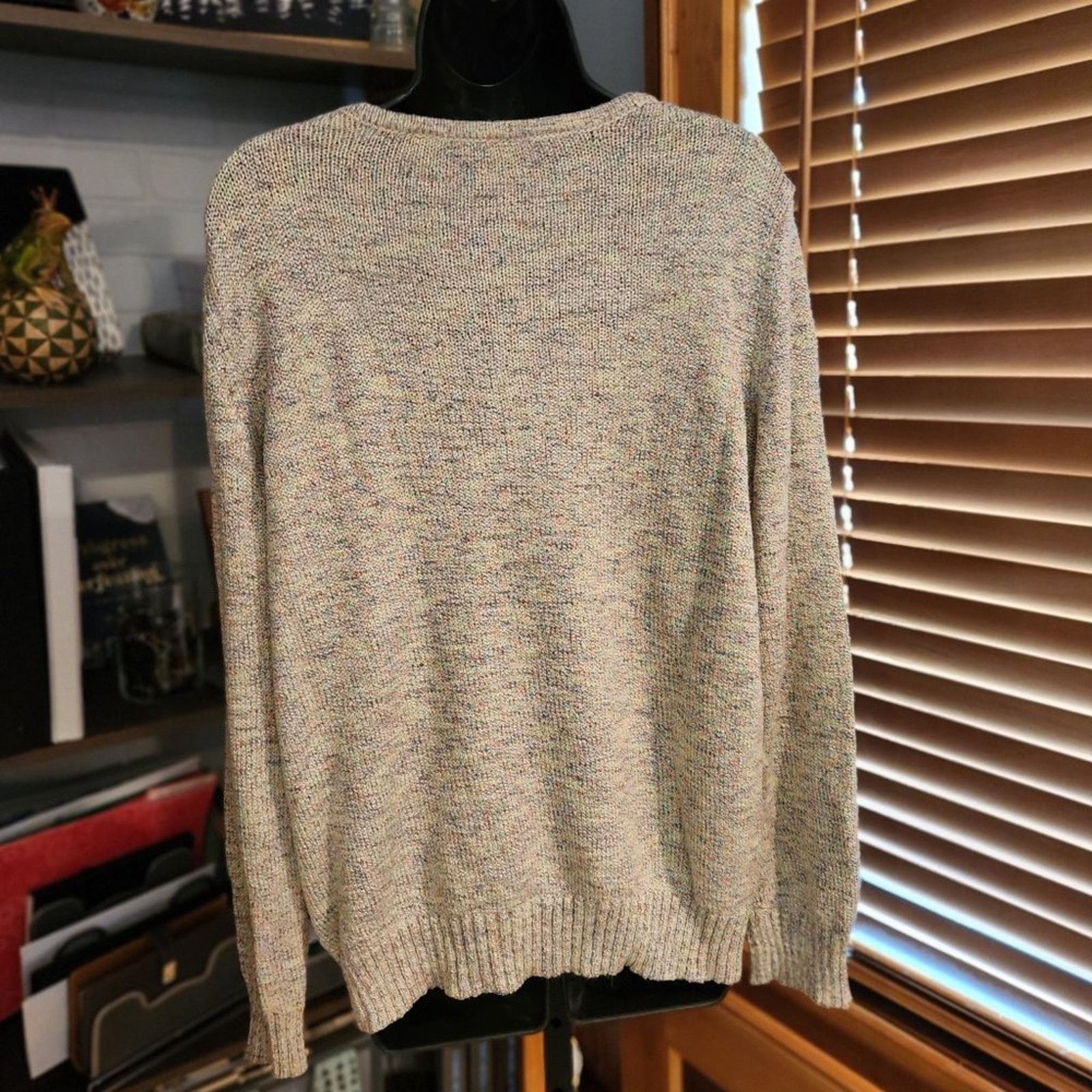 Other Multi-Colored Knit V-Neck Sweater from Christopher & Banks Size L / US 10 / IT 46 - 2 Thumbnail