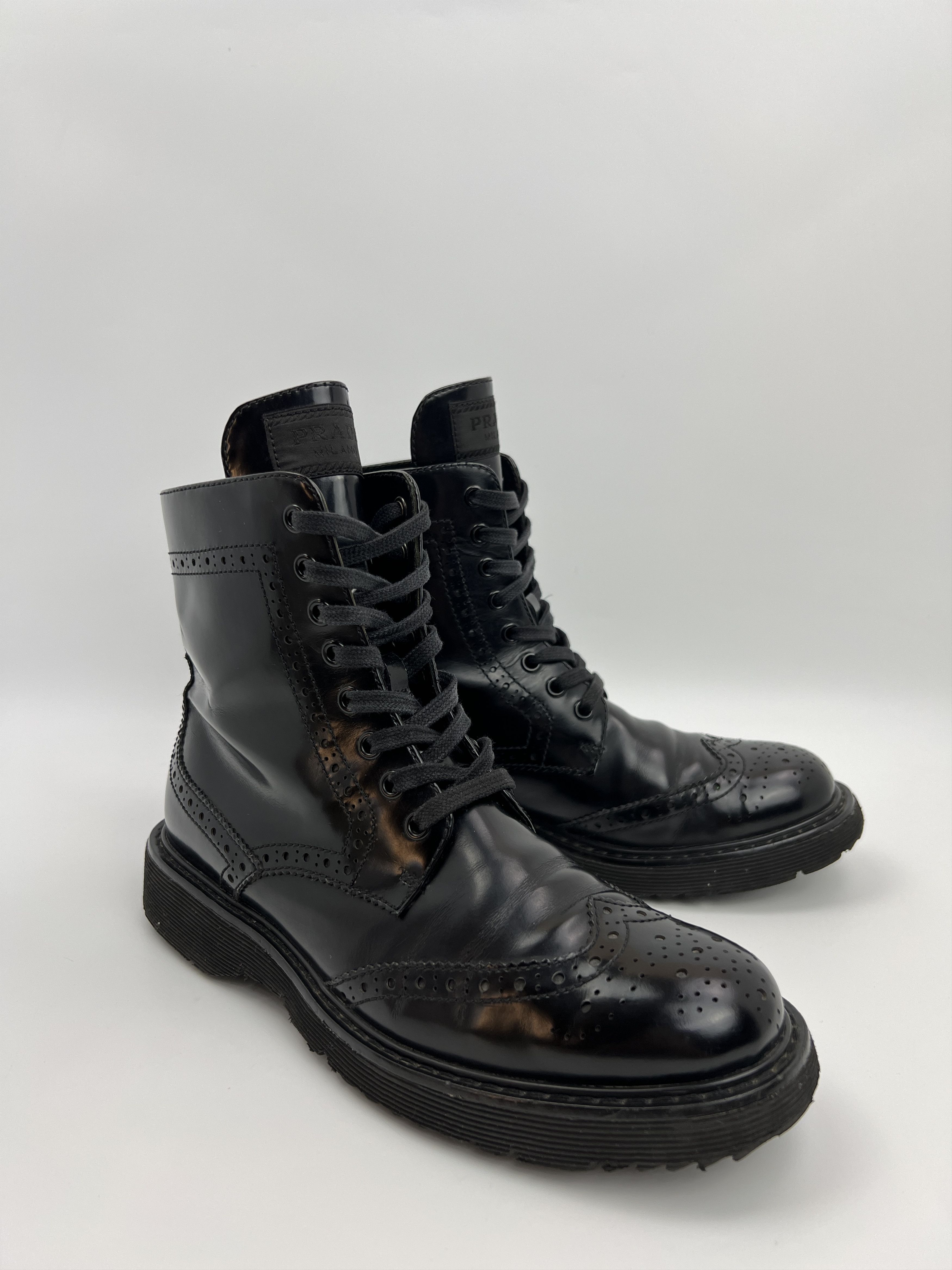 Prada Vintage Prada Combat Style Boots Black Patent Leather Size US 7.5 / IT 37.5 - 3 Thumbnail