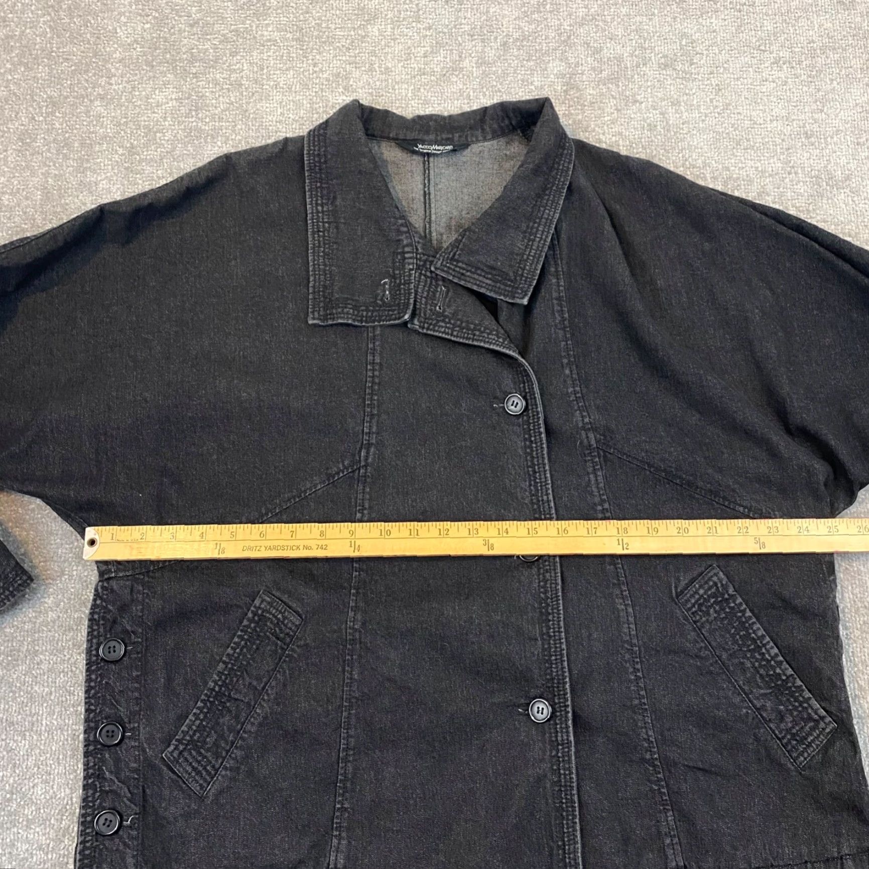 Denime Yacco Maricard Button-Up Shirt Women's Size 3 Charcoal Gray Oversized Denim Collared Long Sleeve Size XS / US 0-2 / IT 36-38 - 7 Thumbnail