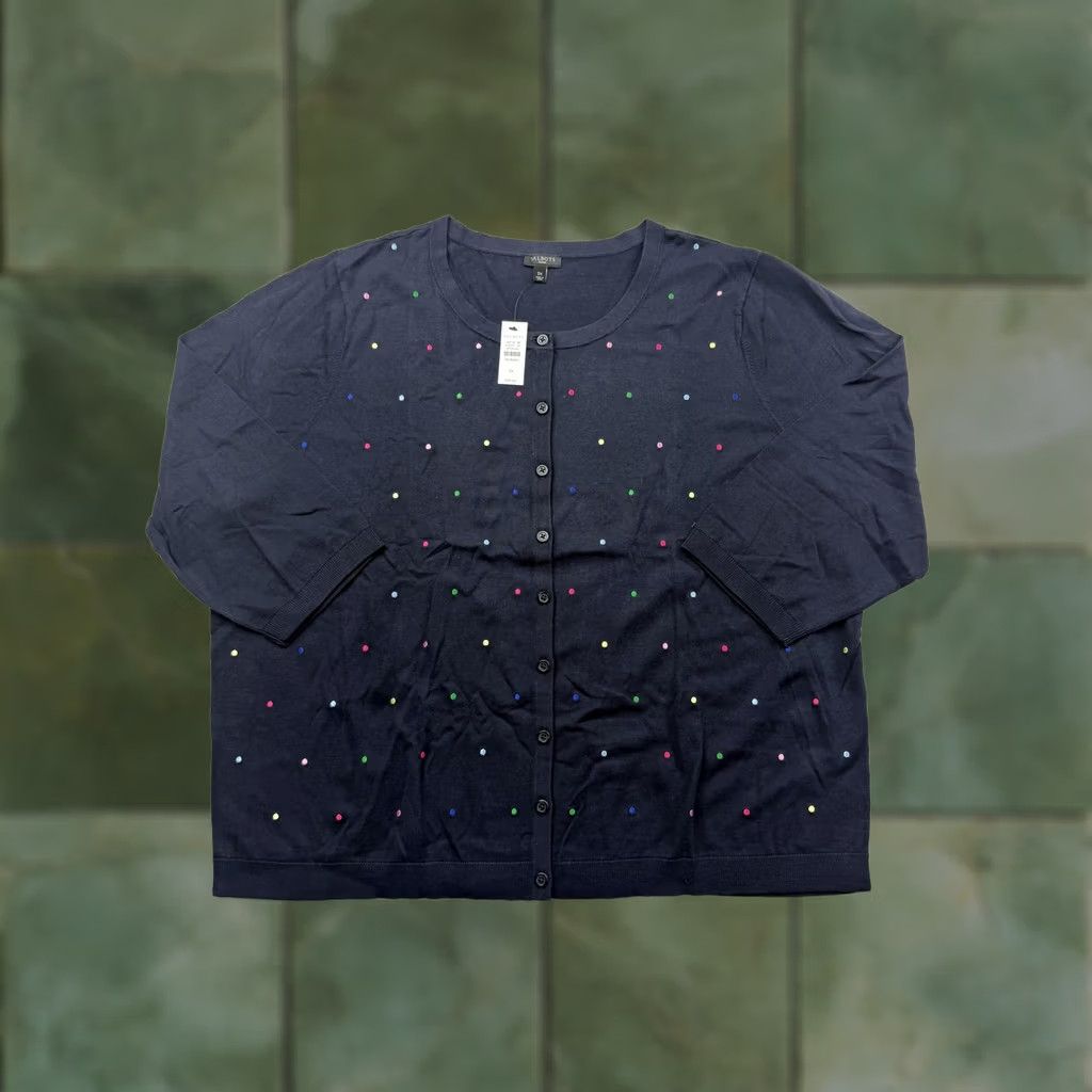 Talbots Talbots Cardigan Sweater Womens 3X Blue Polka Dot Button Front 3/4 Sleeve Knit Crew Neck Casual Spring Size XXL / US 16-18 / IT 52-54 - 1 Thumbnail