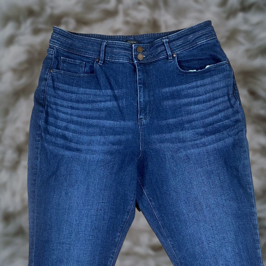 Ann Taylor Ann Taylor Jeans Womens 16 Blue Boyfriend Skinny Leg High Rise Stretch Denim Pants Size 38" / US 16 / IT 52 - 1 Thumbnail