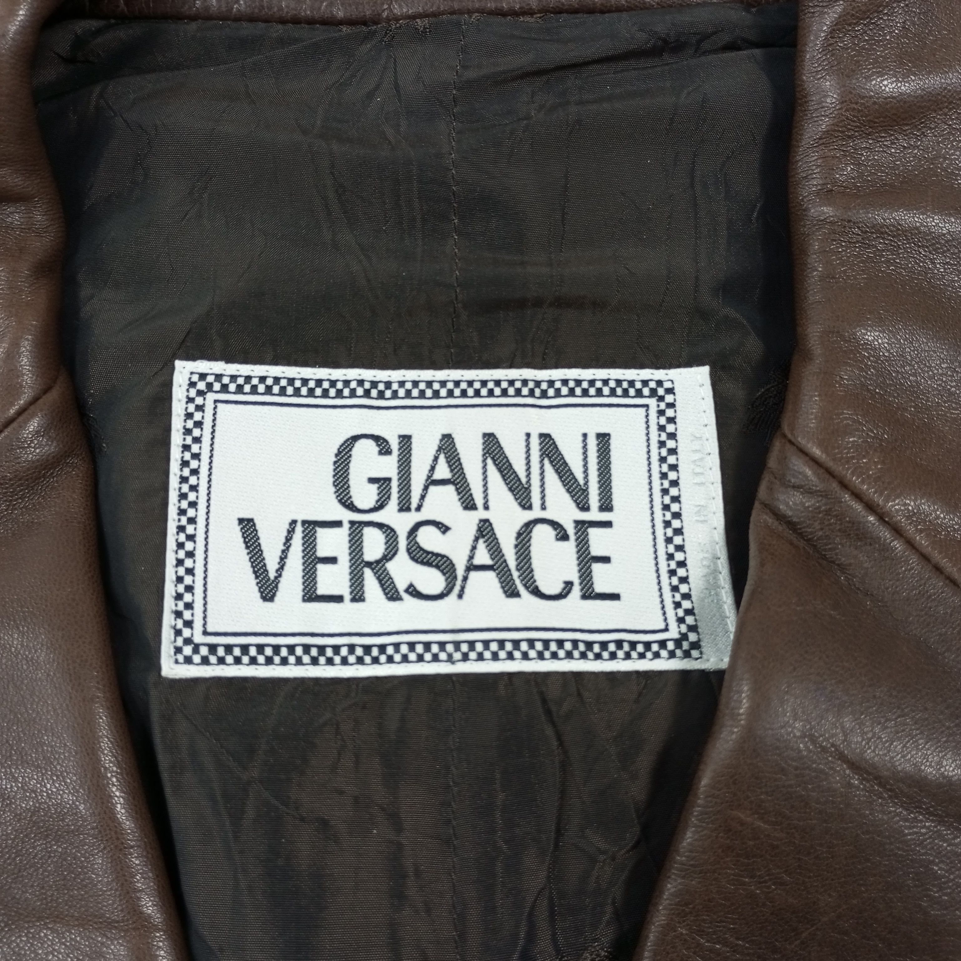 Versace × Vintage Gianni Versace Fashion Brand Leather Blazer Size 38R - 4 Thumbnail