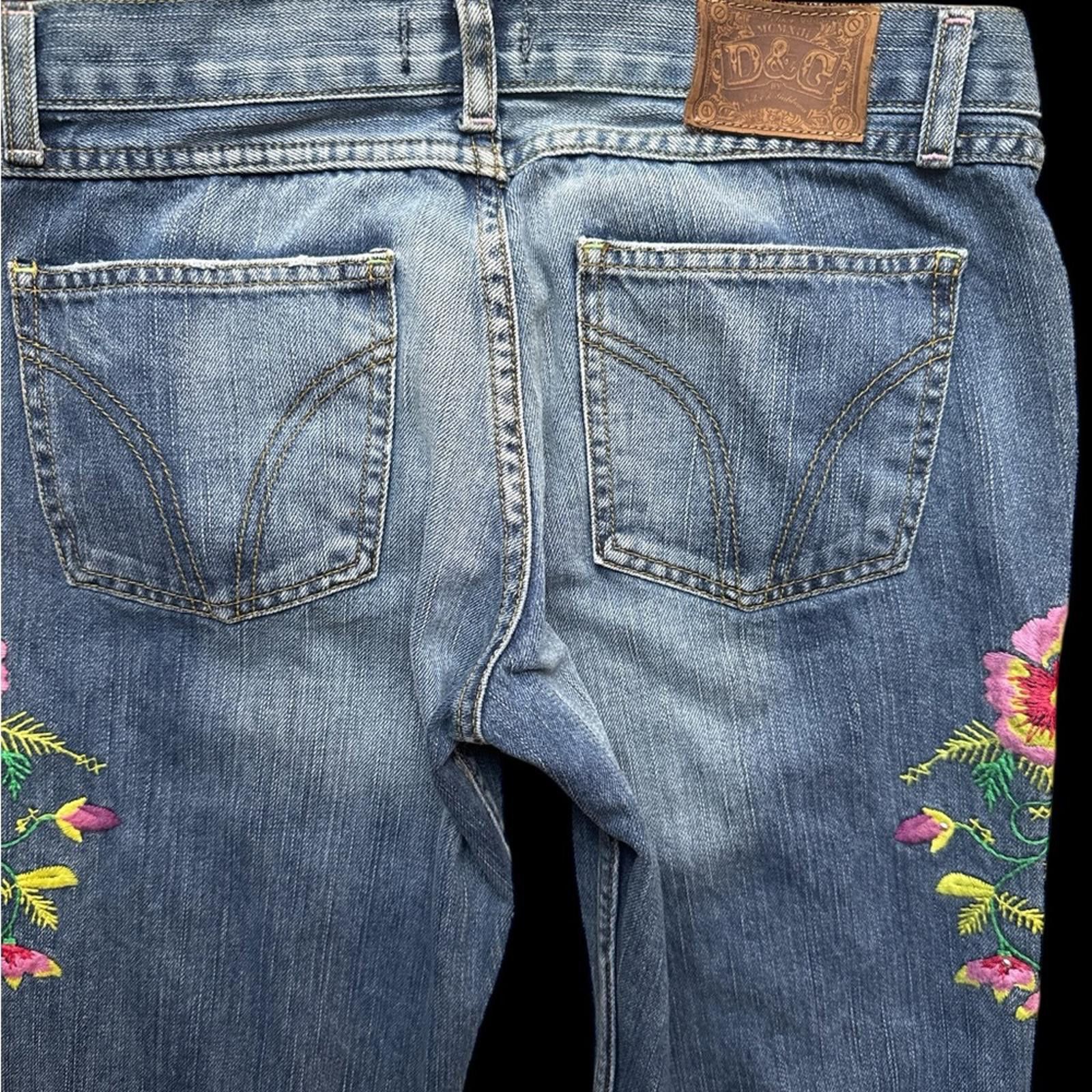 D.Gnak By Kang.D Vintage Dolce Gabanna Floral Embroidered Jeans 30 32 lowrise Size 30" / US 8 / IT 44 - 4 Thumbnail