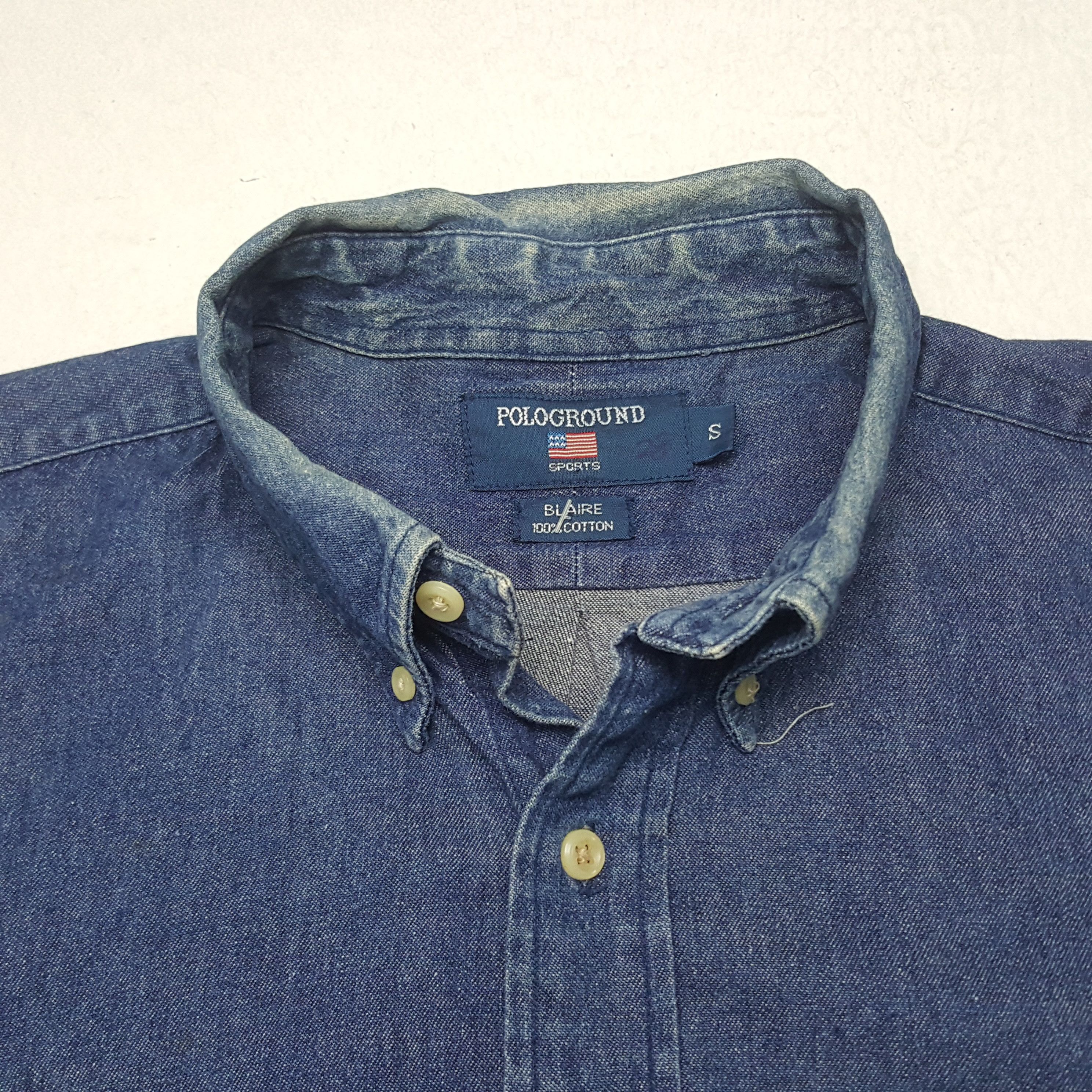 Polo Ralph Lauren × Vintage Vintage Polo Ground American Brand Denim Shirt Button Up Size US L / EU 52-54 / 3 - 4 Thumbnail