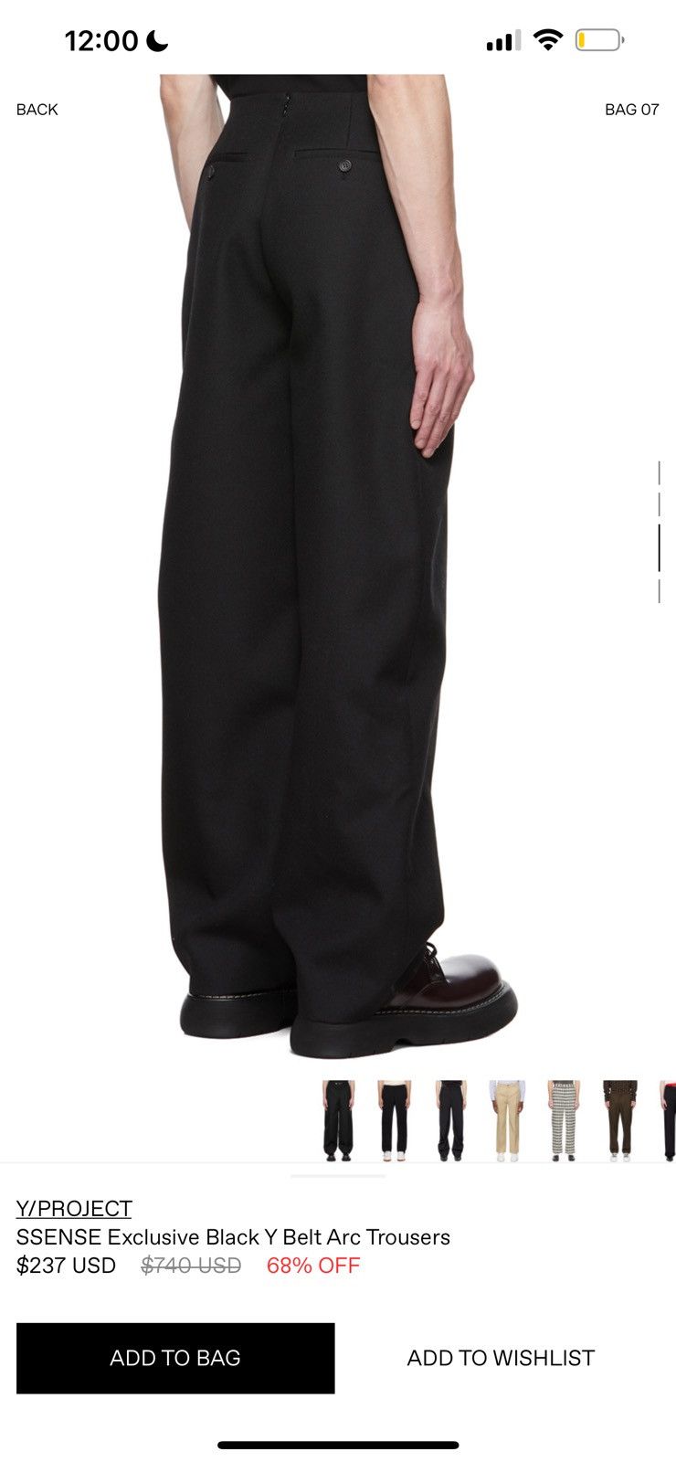 Y/Project Y/PROJECT SSENSE Exclusive Black Y Belt Arc Trousers XL Size US 36 / EU 52 - 2 Thumbnail